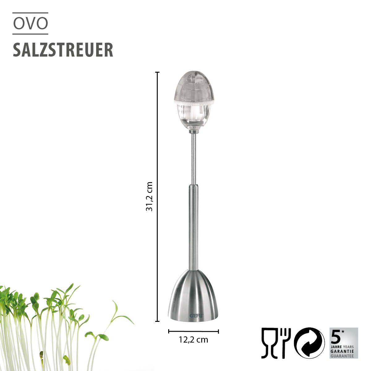 GEFU Eierköpfer Eierköpfer OVO Edelstahl mit Salzstreuer Eieröffne