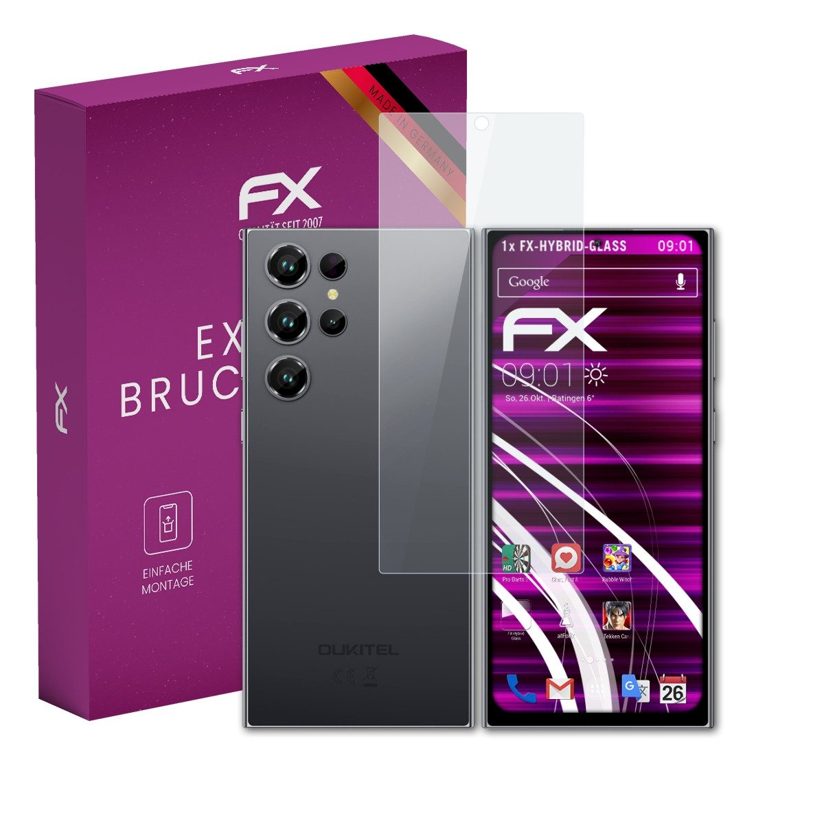 atFoliX Schutzfolie Panzerglasfolie für Oukitel C61 Pro, Ultradünn und superhart