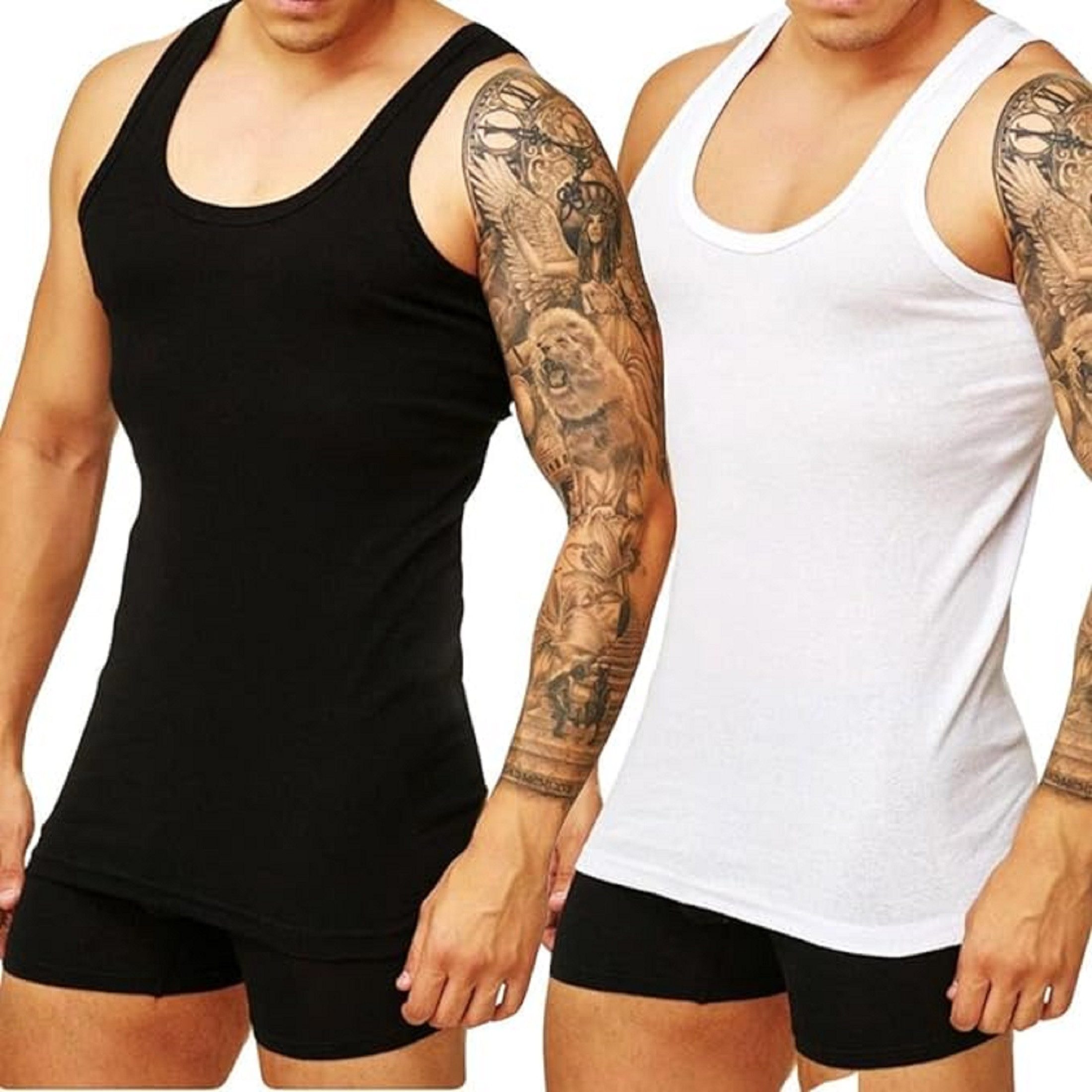 DDOnlineShop Unterhemd Herren Tank Top Achselshirt Schwarz Weiß Grau (Packu günstig online kaufen