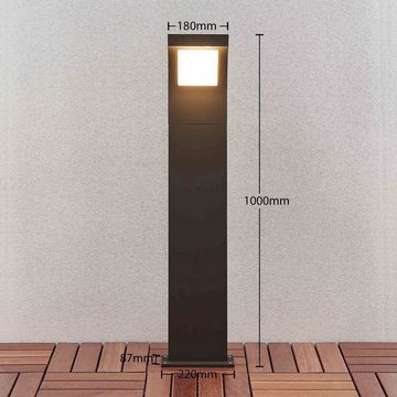 Arcchio LED Pollerleuchte Advik, LED-Leuchtmittel fest verbaut, warmweiß, Modern, Aluminium, Polycarbonat, grafitgrau (RAL 840-M), opalweiß, 1