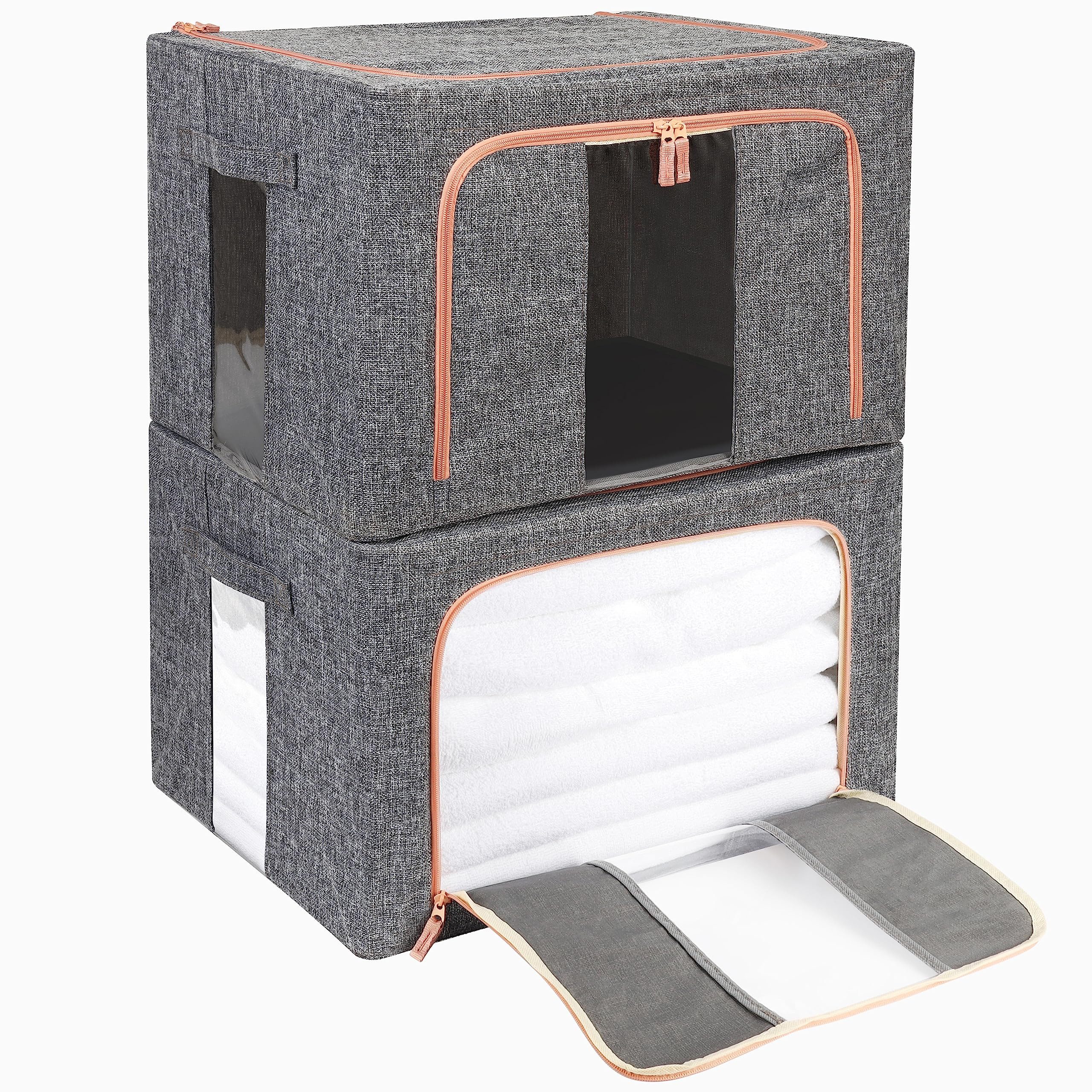 Belle Vous Aufbewahrungsbox BELLE VOUS 2er Kleiderschrank Organizer mit Stahlrahmen
