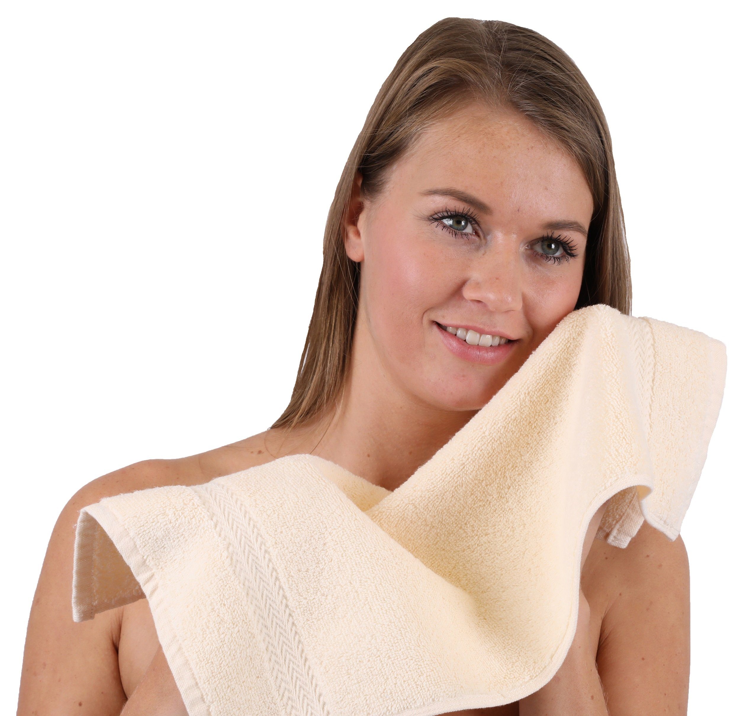 Betz Handtuch Set 10-TLG. Handtuch-Set Baumwolle Classic nussbraun und Farbe beige, 100