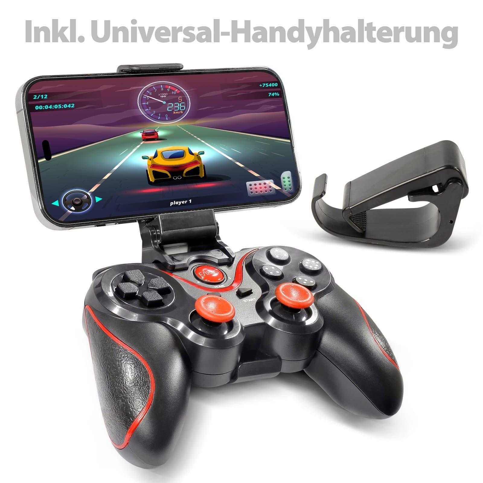 EAXUS Bluetooth Gamepad für Fire TV, Smartphone, Android, Google TV & Co. Controller (inkl. Smartphone-Halterung, 1 St., Auch für Cloud Gaming, Handy & VR)
