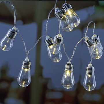 MARELIDA LED-Lichterkette LED Deko Lichterkette 10 transparente Glühbirnen Batteriebetrieb, 10-flammig