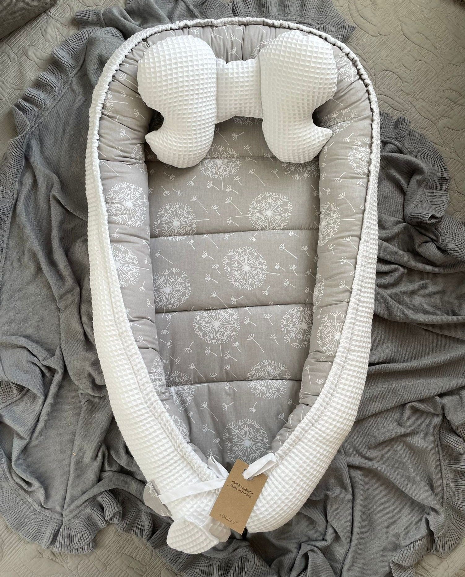 Bettnestchen WAFFELPIQUE Baumwolle BABYNEST Babykokon Neugeborene Babyausstattung