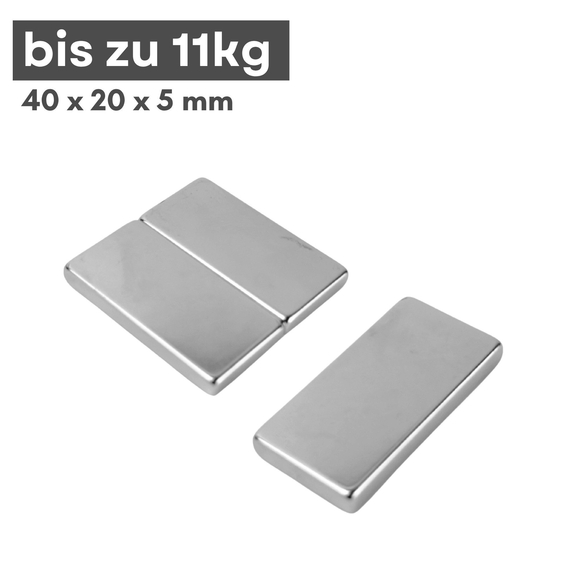 MaajeeKuto Magnet Neodym Magnet 40x20x5 mm N38 Quader 11kg Haftkraft Supermagnet Stark (1-St)