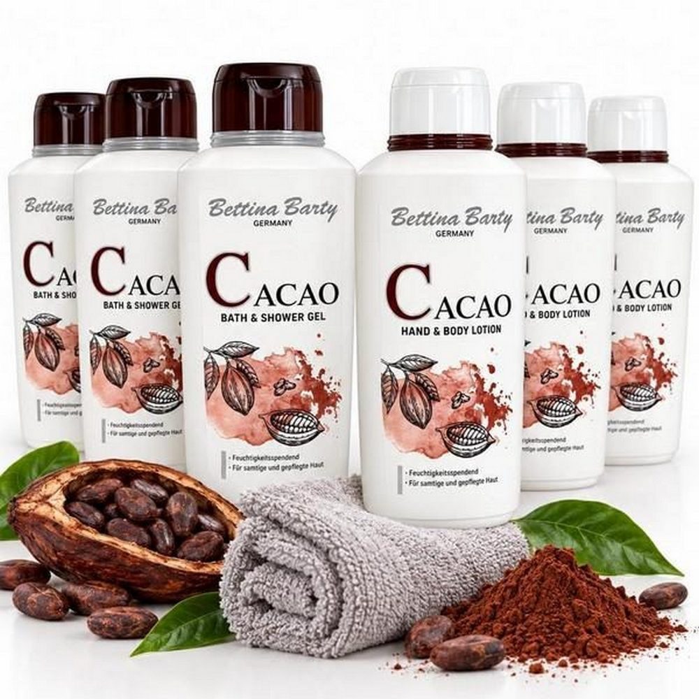 Bettina Barty Pflege-Geschenkset Cacao Geschenkset 3x Duschgel, 3x Hand & Body Lotion & Waschhandschuh Geschenkset