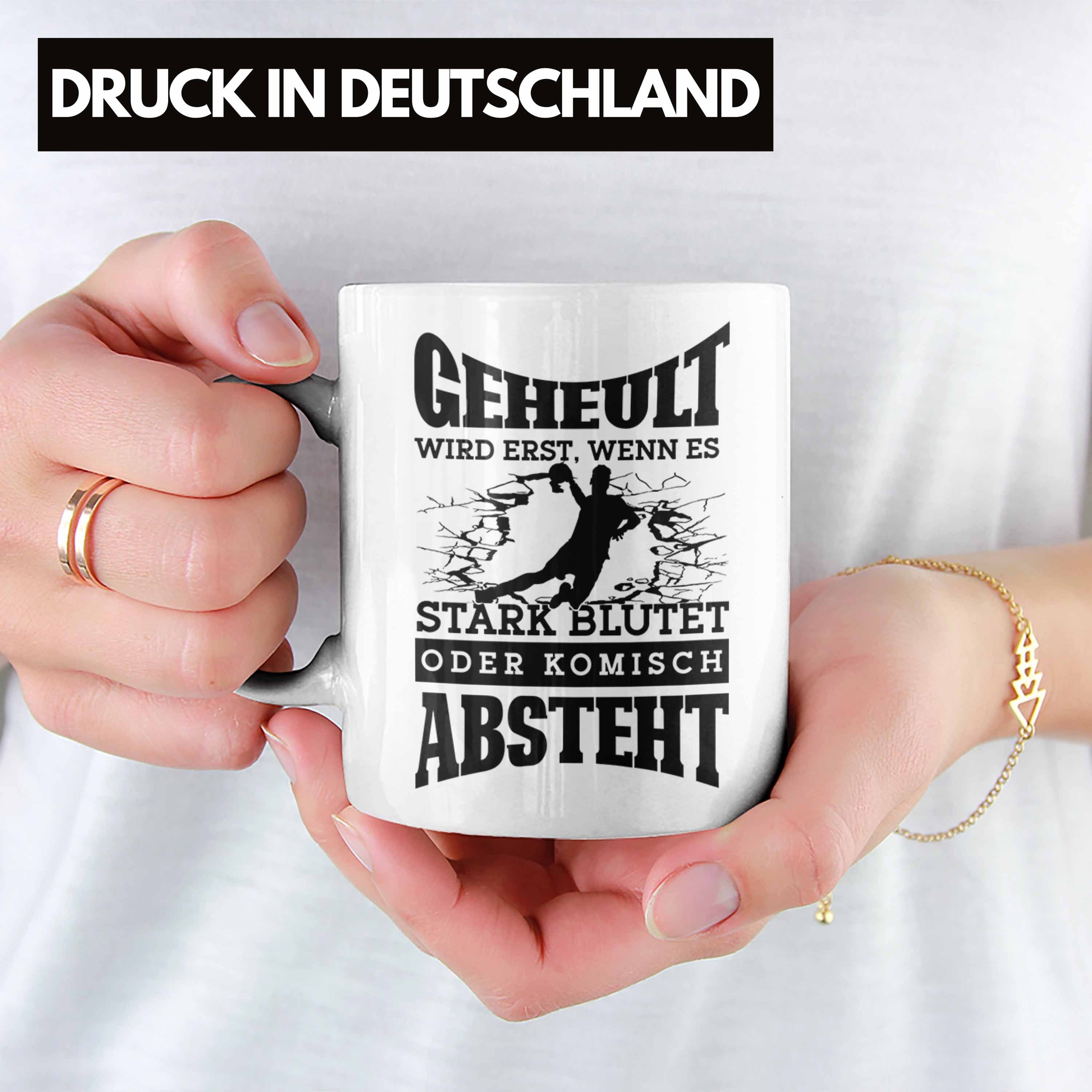 Tasse Handba als Spruch Geschenk Lustige Trendation Tasse Handball-Spieler Weiss Geschenkidee