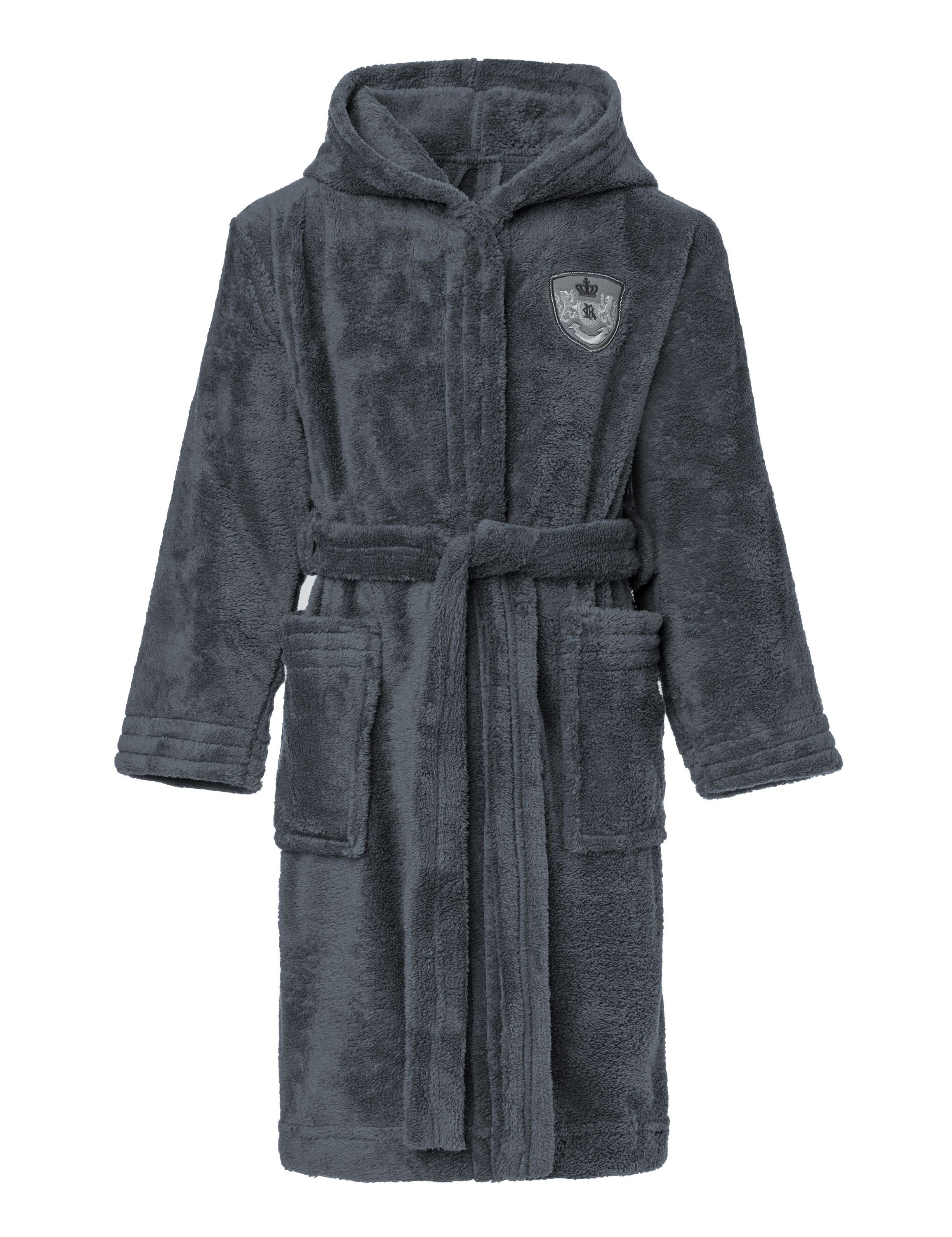 Jungen & Bademantel Jugend Bademantel 3/4, Kapuze Polyester, L&L Kapuze mit LL0031, Graphite