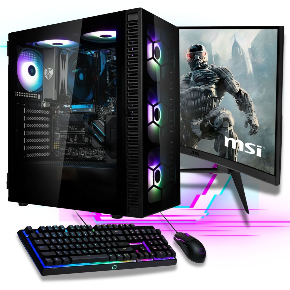 Meinpc AMD Ryzen 7 Set Gaming-PC-Komplettsystem (27", AMD Ryzen 7 5700G, AMD Radeon Graphics, 16 GB RAM, 500 GB SSD, Gamer, Gaming, RGB)