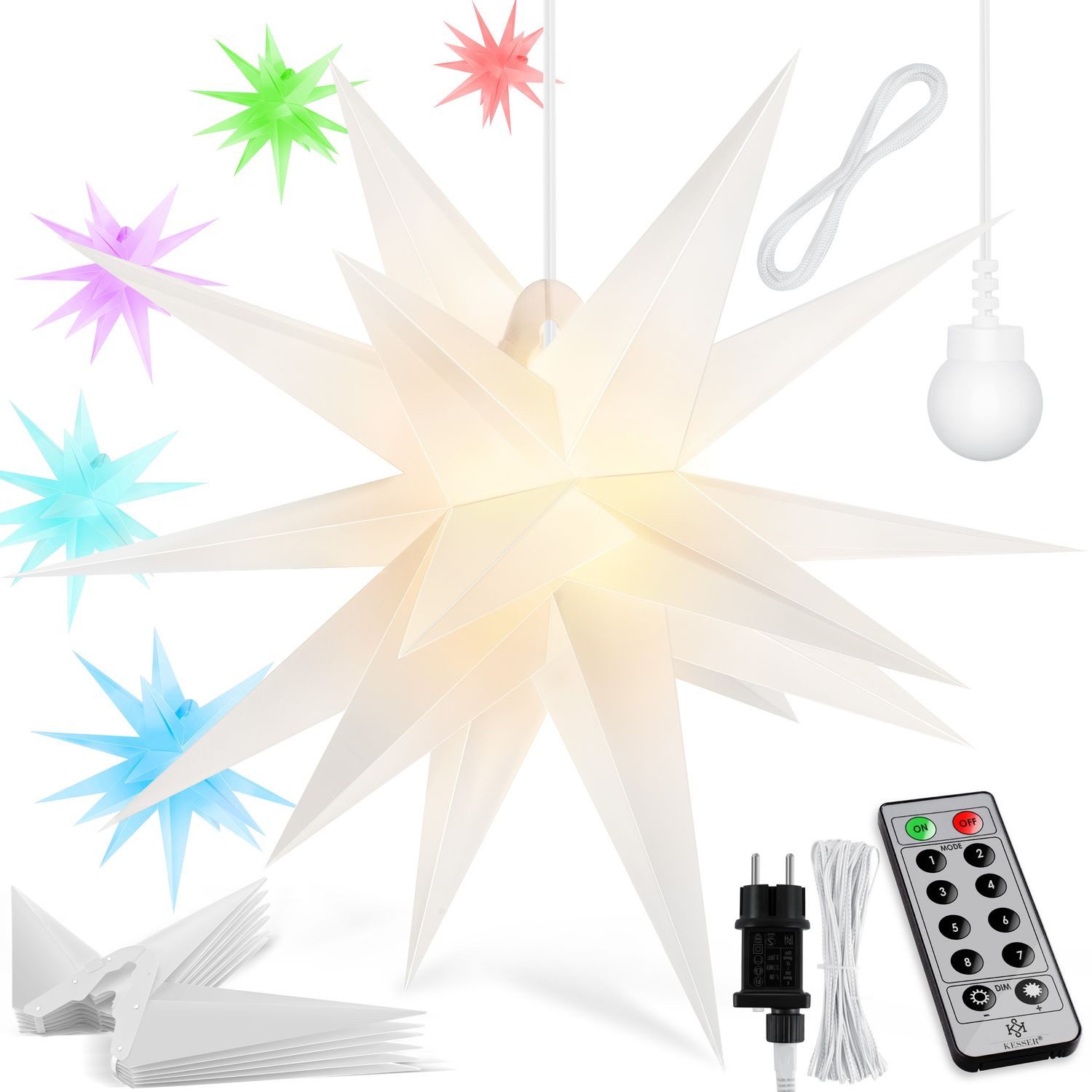 KESSER Weihnachtsfigur, Leuchtstern 3D, LED Weihnachtsstern günstig online kaufen