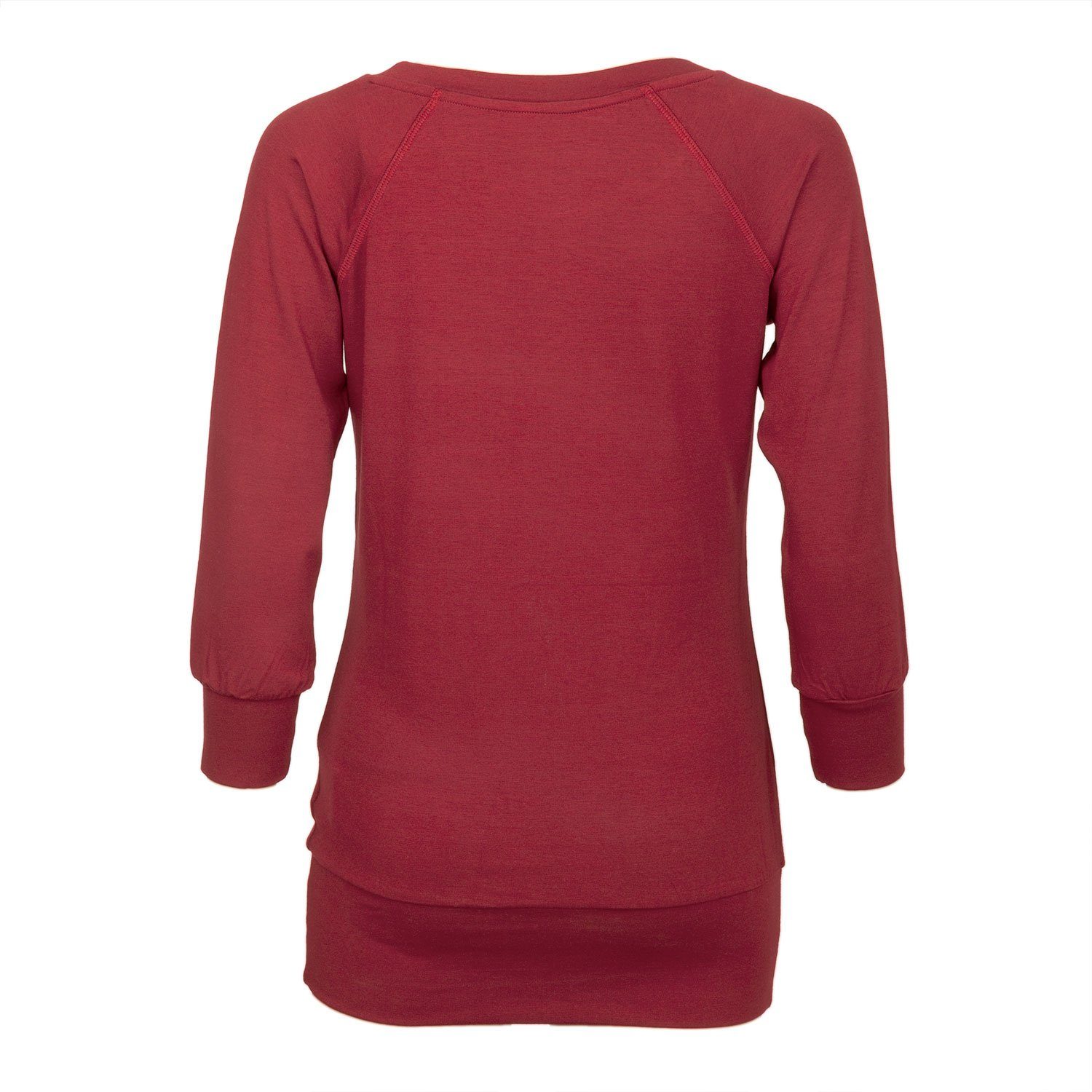 Yamadhi 3/4-Arm-Shirt Casual ¾ Yoga Longsleeve, Viskose, Bordeaux S