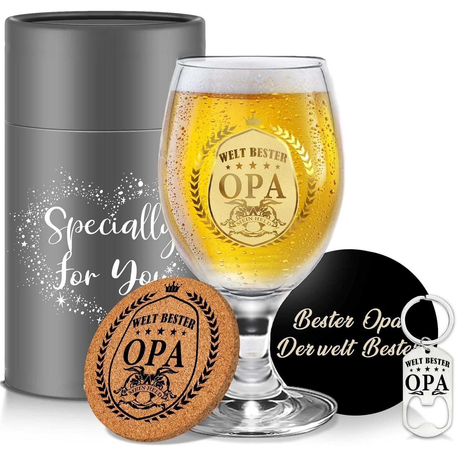 LuxusKollektion Bierglas Biergläser Geschenkset 5 Opa Vatertag Geburtstag Opa Biergläser, Glas