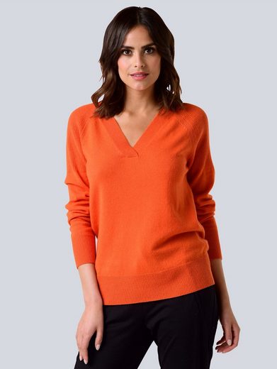 Alba Moda V-Ausschnitt-Pullover aus hochwertiger reiner Kaschmirqualität