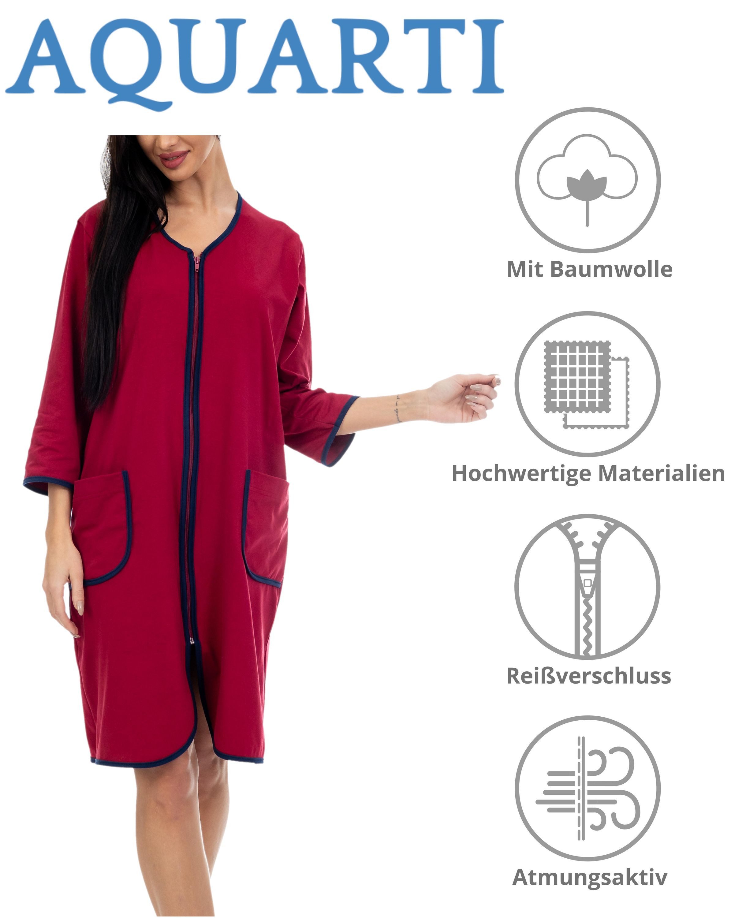 Aquarti Damenbademantel Damen Bademantel Morgenmantel Reißverschluss günstig online kaufen