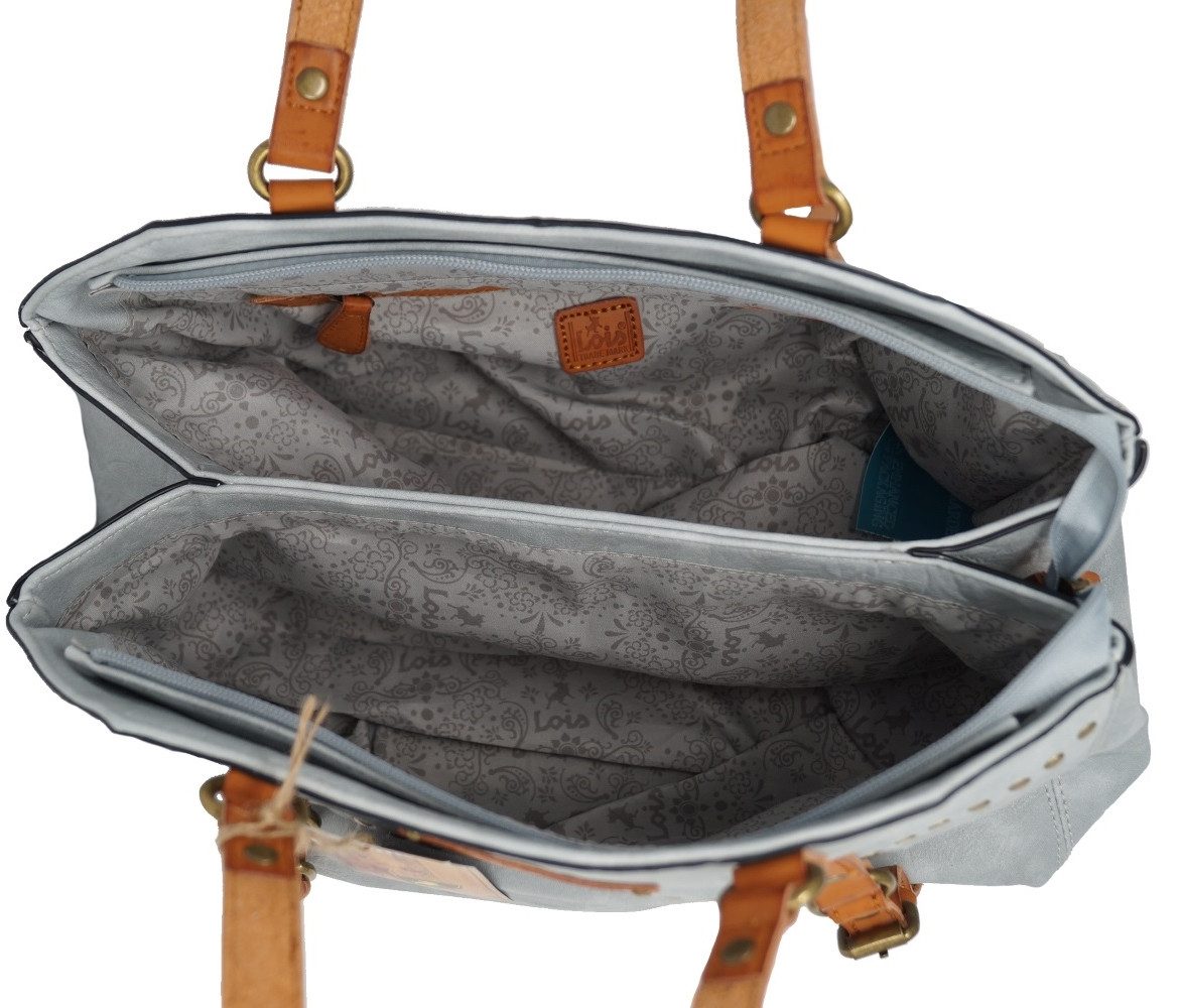 Lois Handtasche 16547, Kunstledertasche mit Nieten, Nietenverlauf auf der Vorderseite