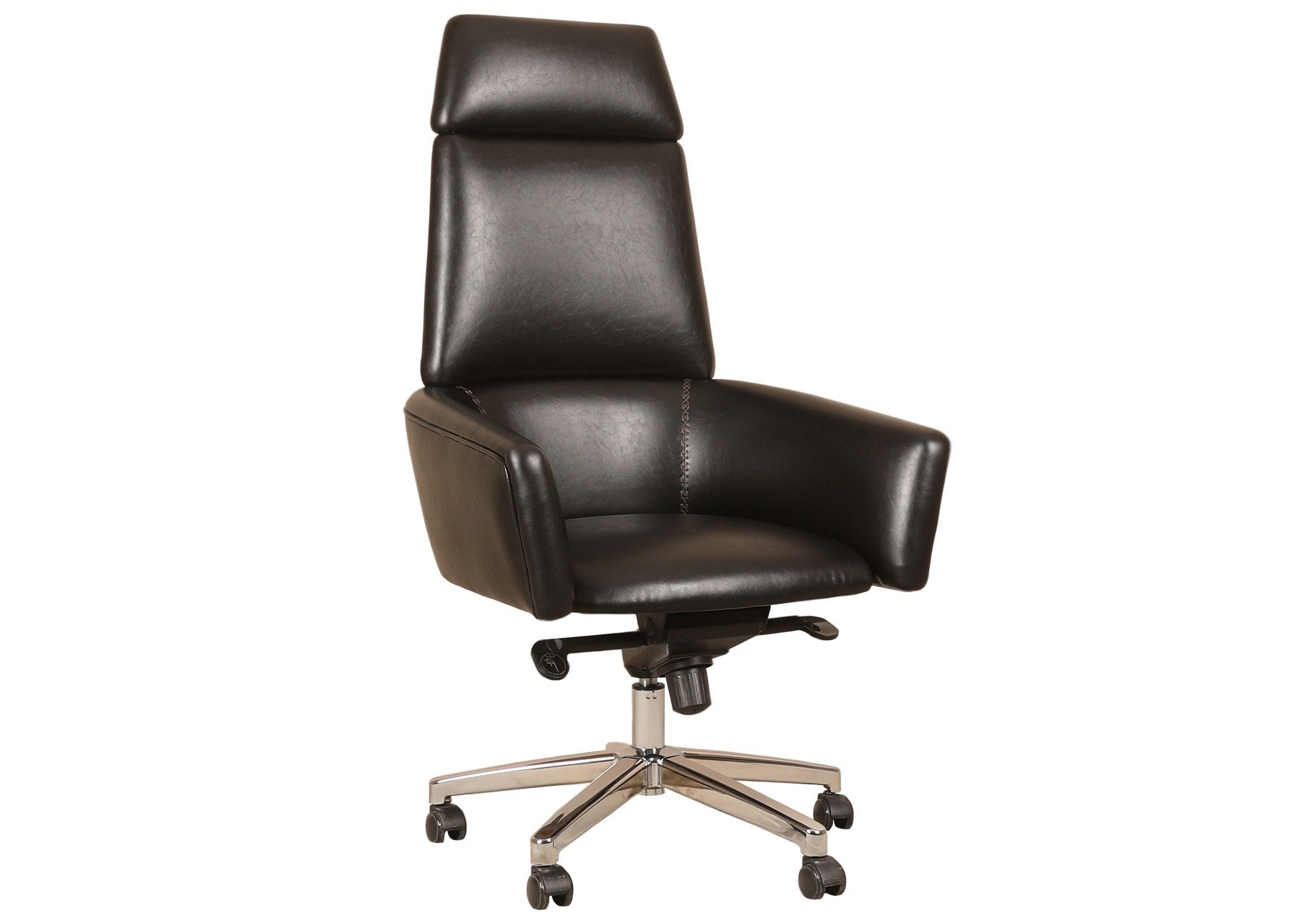 JVmoebel Bürostuhl Schwarzer ergonomischer Kunstlederstuhl mit verstellbaren Armlehnen (1 St), Made in Europe