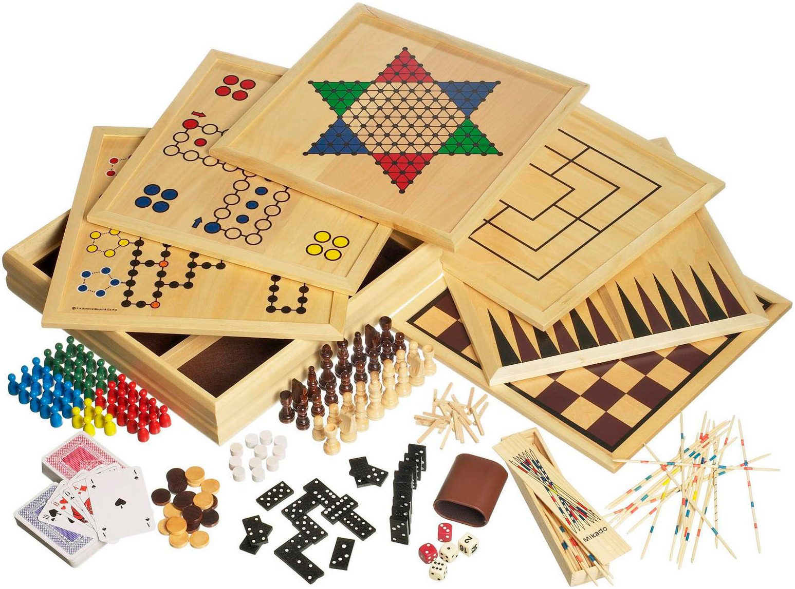 Philos Spiel Spielesammlung Holz, Gesellschaftsspiel, Made in Germany