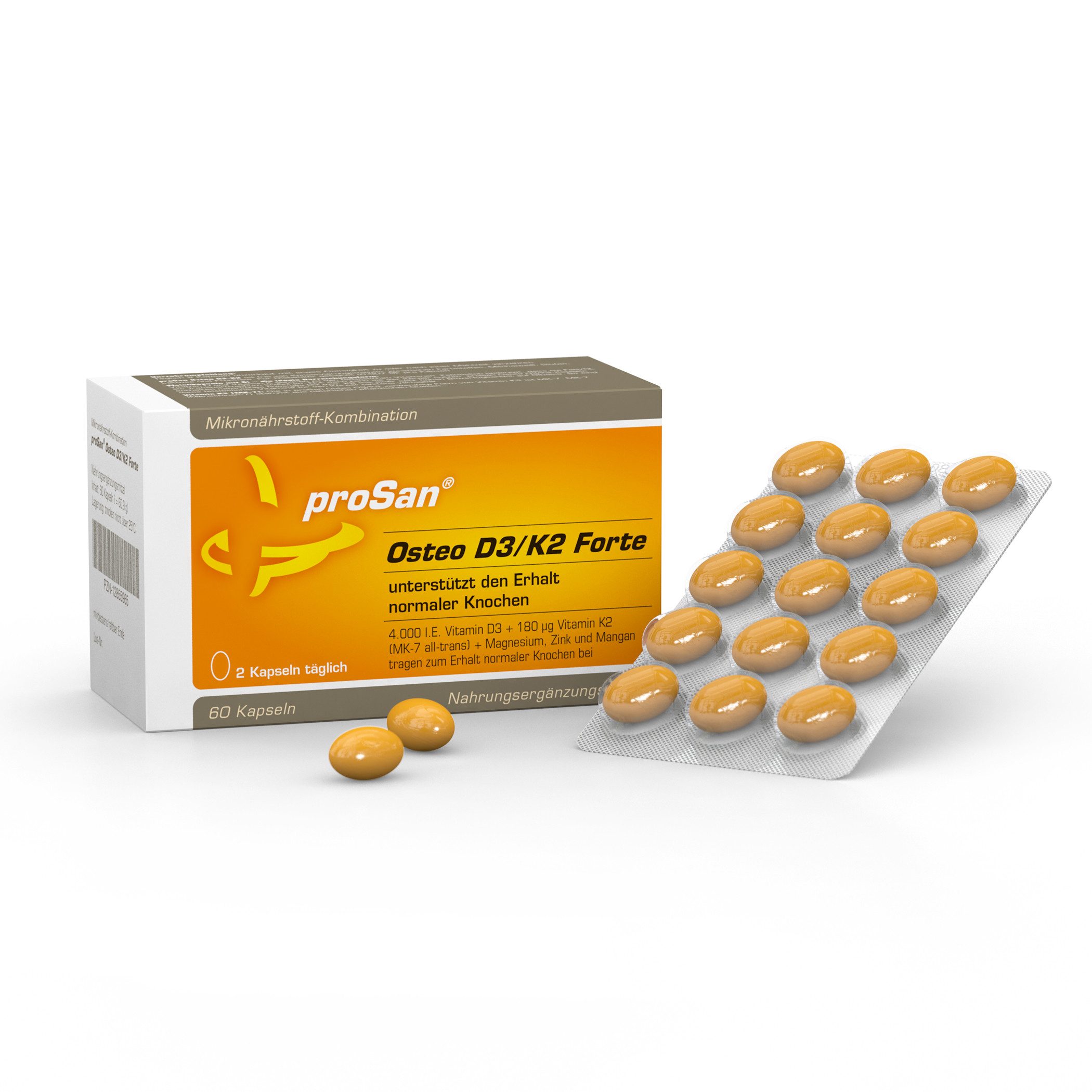 Osteo D3/K2 Forte, Frische Energie für deine Knochen, Kapseln