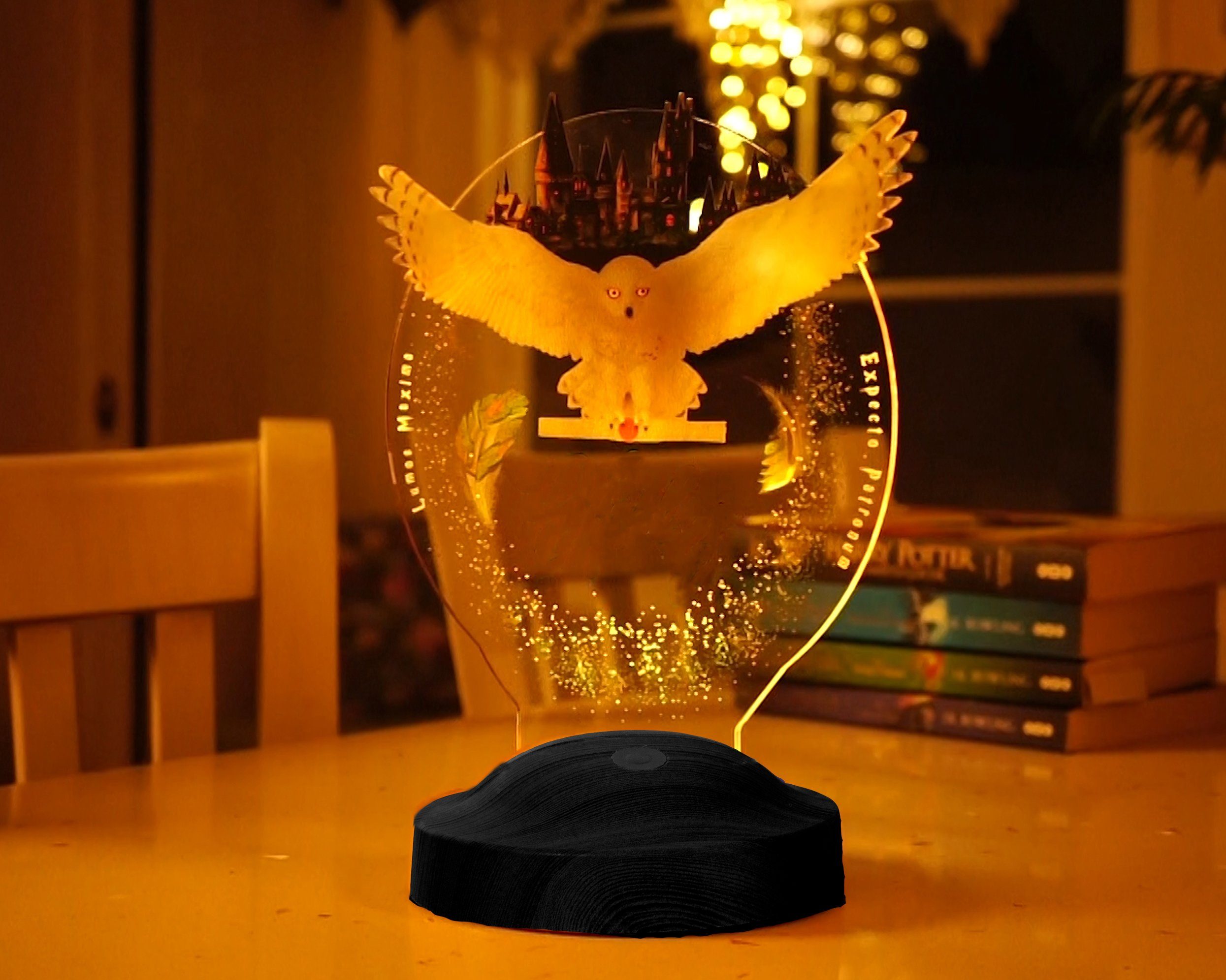 Geschenkelampe Mädchen, Harry für Hedwig Nachttischlampe Babys, LED 3D Hogwarts Kinder, Farben Eule Fans, fest Leuchte Weihnachtsgeschenk mit 7 integriert, Nachtlicht, Potter Vision HP Jungs