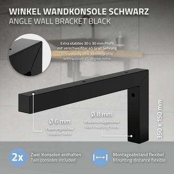 ML-DESIGN Waschbeckenschrank Winkel Waschtischhalterung Wandhalterung Konsolenträger Regalträger 2er Set 350x150mm Schwarz Stahl