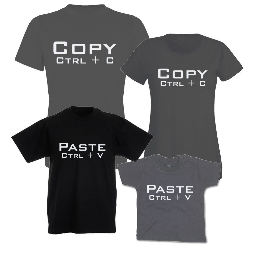 G-graphics T-Shirt Copy & Paste (Familienset, Einzelteile zum selbst zusammenstellen) Kinder- & Erwachsenen-T-Shirt-Set mit Frontprint
