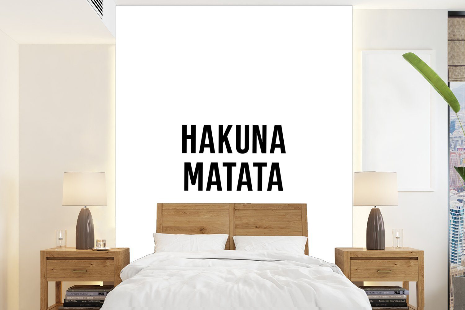 MuchoWow Fototapete Zitate - Hakuna matata - Kinder - Baby - Text, Matt, bedruckt, (4 St), Montagefertig Vinyl Tapete für Wohnzimmer, Wandtapete