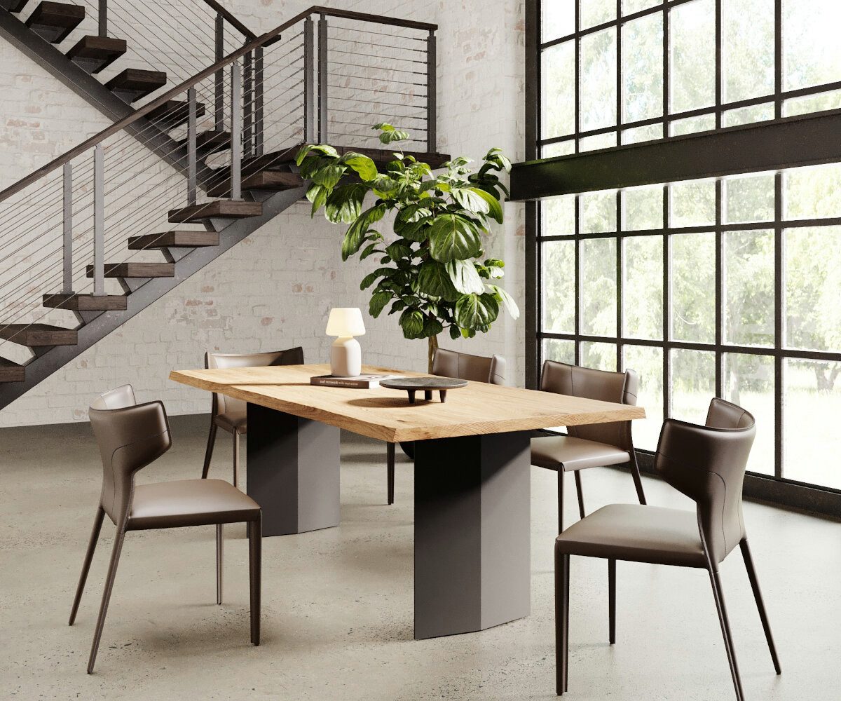 Rellgo Esstisch Ragnar, ästhetischer Holztisch aus Eiche, stabiler Wohnzimmertisch, 180 x 100 cm