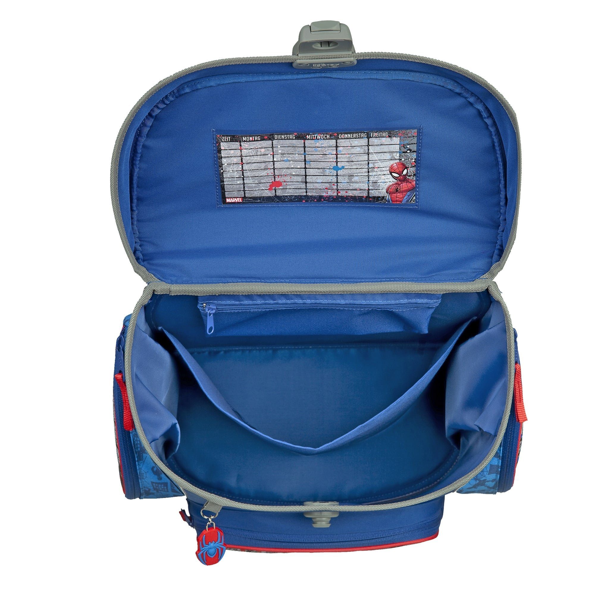 Scooli Schulranzen Campus Fit SPIDER-MAN Schultasche, blau, ab der 1. Klasse (Set, 5-tlg., inkl. Federmäppchen, Schlamper, Turnbeutel & Geldbeutel), mit Brustgu – Bild 4 von 5