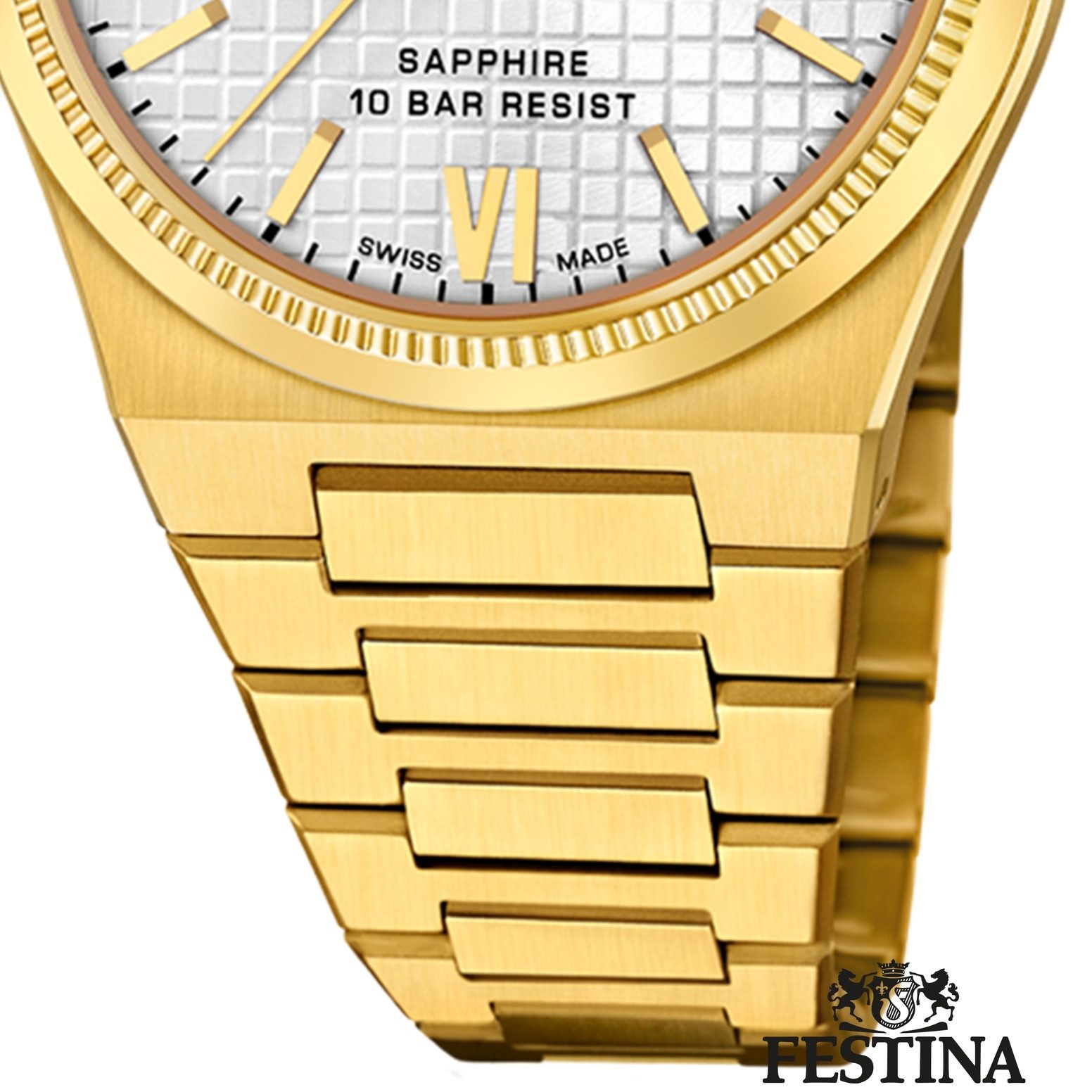 Festina Automatikuhr Festina Herrenuhr Edelstahl gold Festina, (Analoguhr), Herren Armbanduhr rund, Edelstahlarmband gold, Elegant