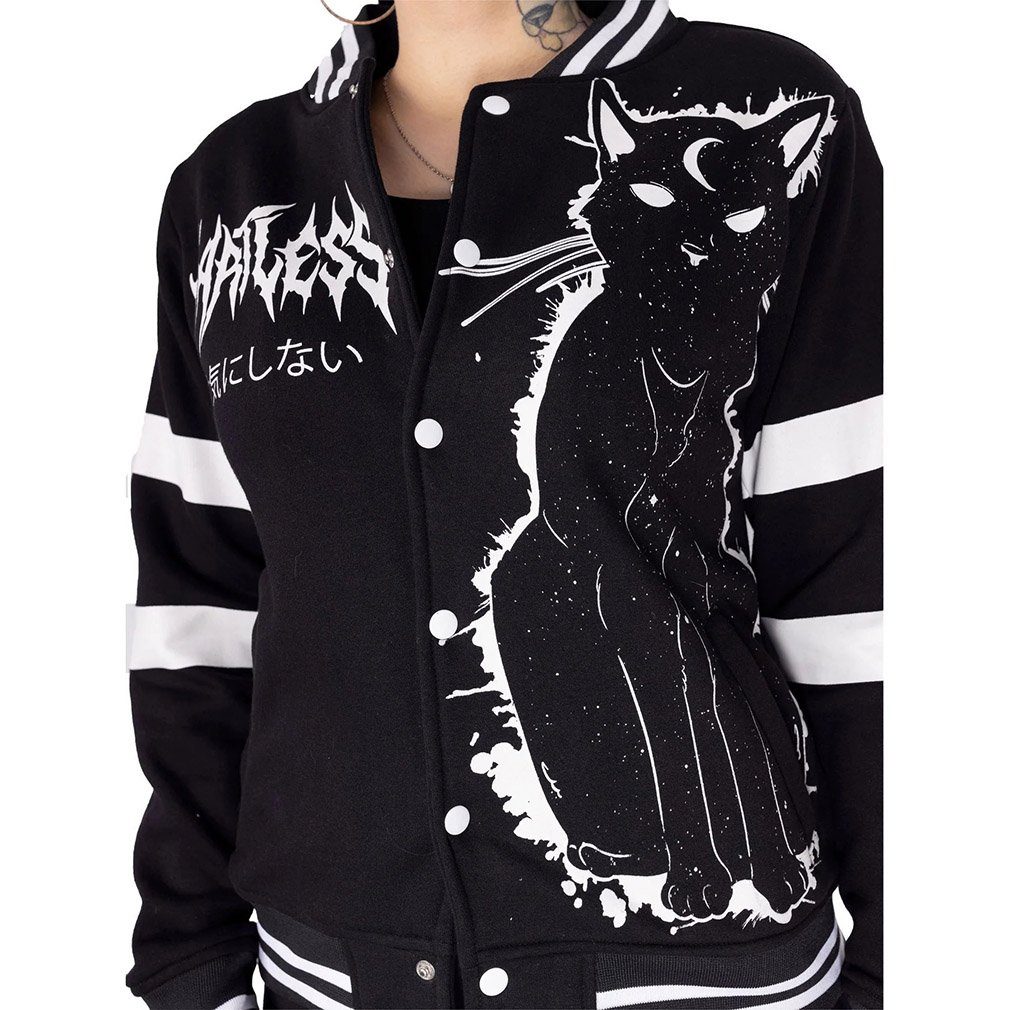 Heartless Collegejacke Moon Kitty Gothic Okkult Symbole Katze Moon Child – Bild 4 von 5