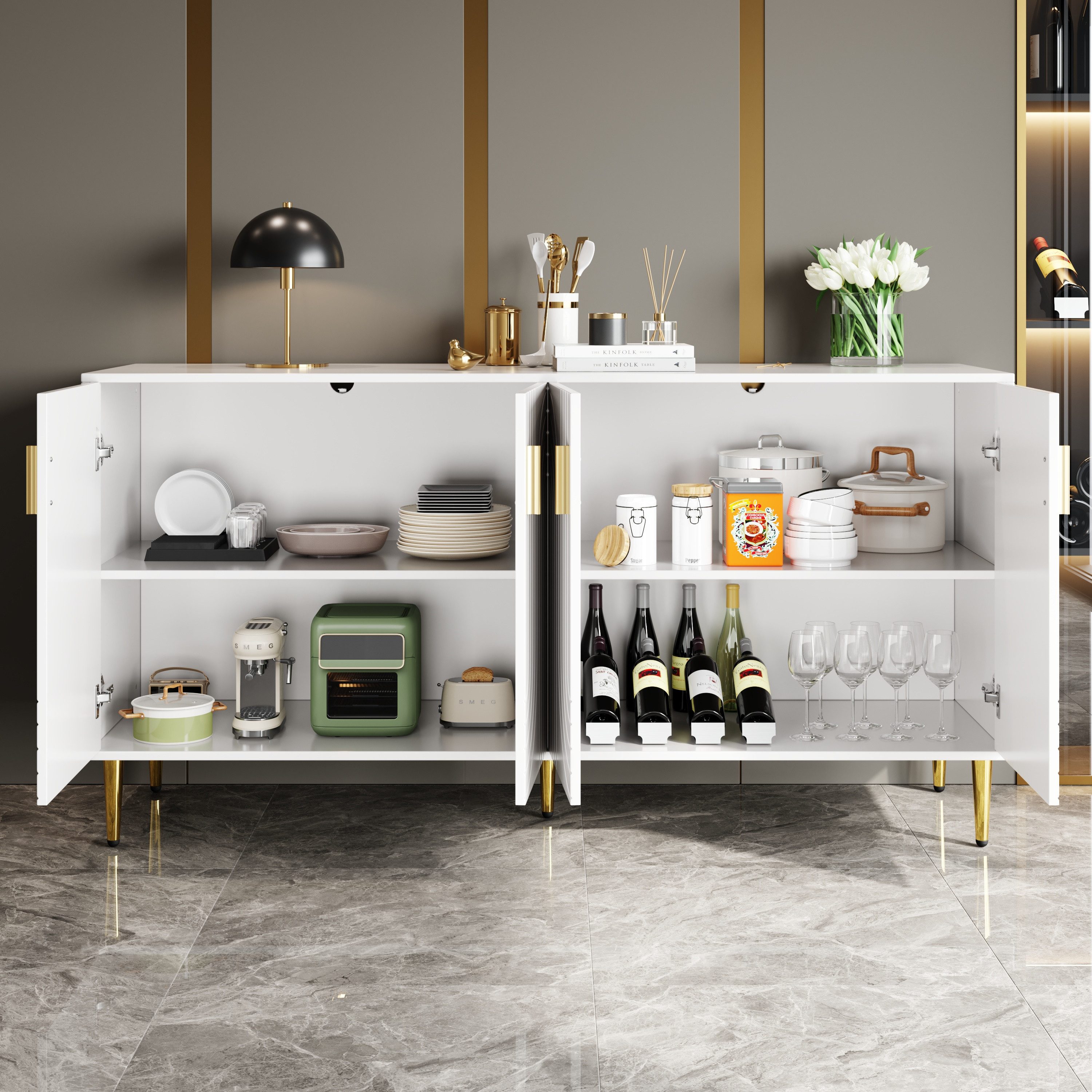 Flieks Sideboard Buffetschrank mit Einzigartigem Wellendesign günstig online kaufen