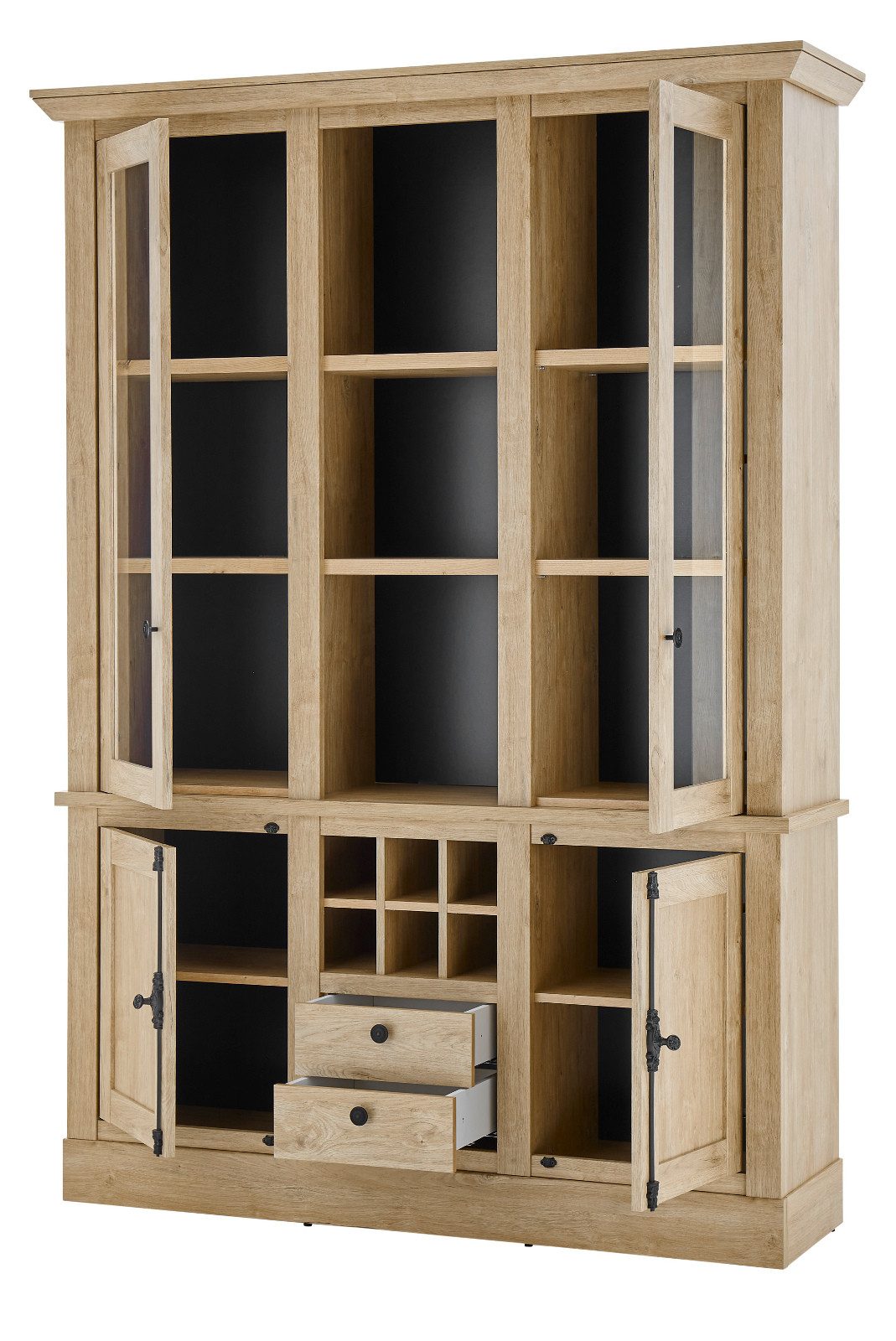 Furn.Design Buffet Dorset (Buffetschrank in Eiche Gold Landhaus, 147 x 214 cm) mit Drehriegeln und Soft-Close-Funktion