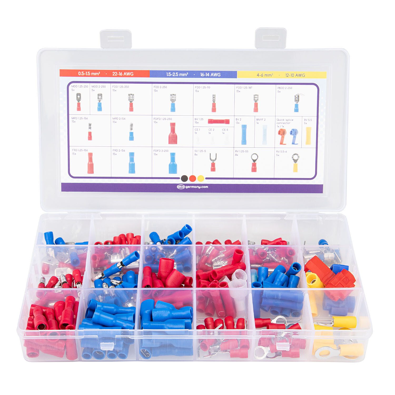alca Kabelverbinder-Sortiment Kabelschuhe SET 220 Stk. elektr. Steckverbinder Löt. Quetschverbinder, 220-tlg.