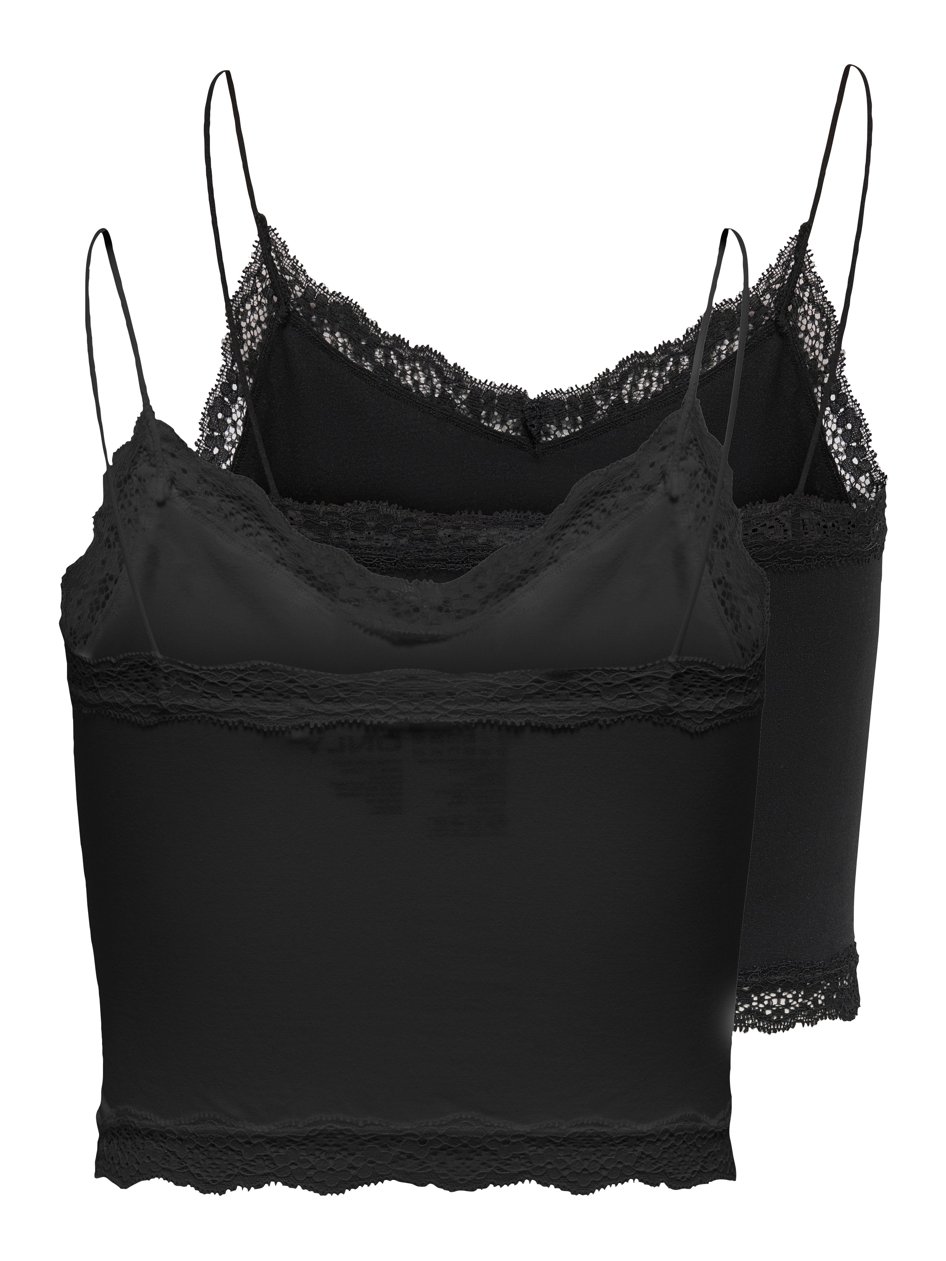 ONLY Trägertop ONLVICKY LACE SEAML 2-PACK CROPPED TOP (Packung, 2-tlg)