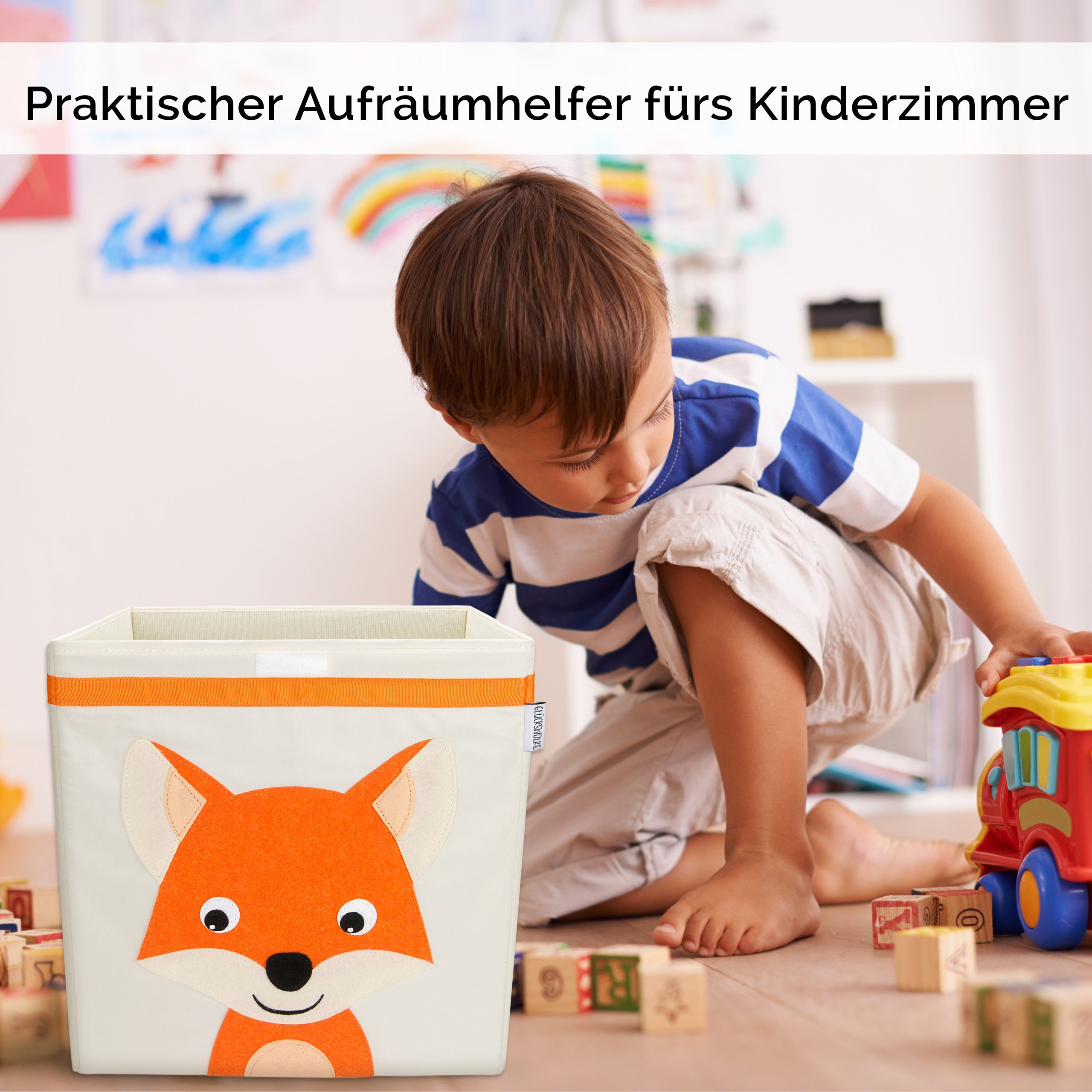 GLÜCKSWOLKE Aufbewahrungsbox Kinder - 15 Motive I Spielzeugkiste mit Deckel für Kinderzimmer (Größe 33x33x33), Boxen zur Aufbewahrung im Kallax Regal I Kiste fü – Bild 5 von 5