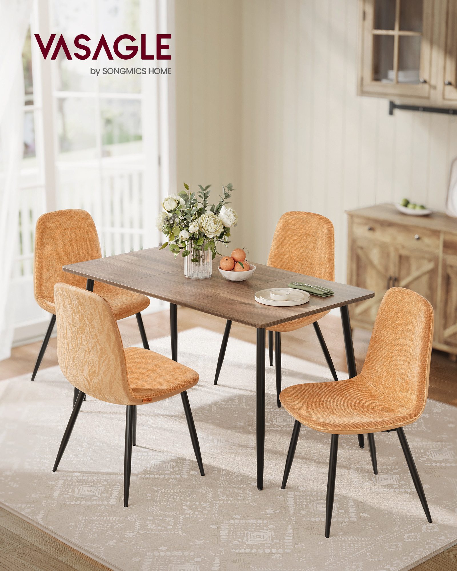 VASAGLE Esszimmerstuhl Metallbeine, verstellbare Füße, pflegeleicht (4 St), günstig online kaufen