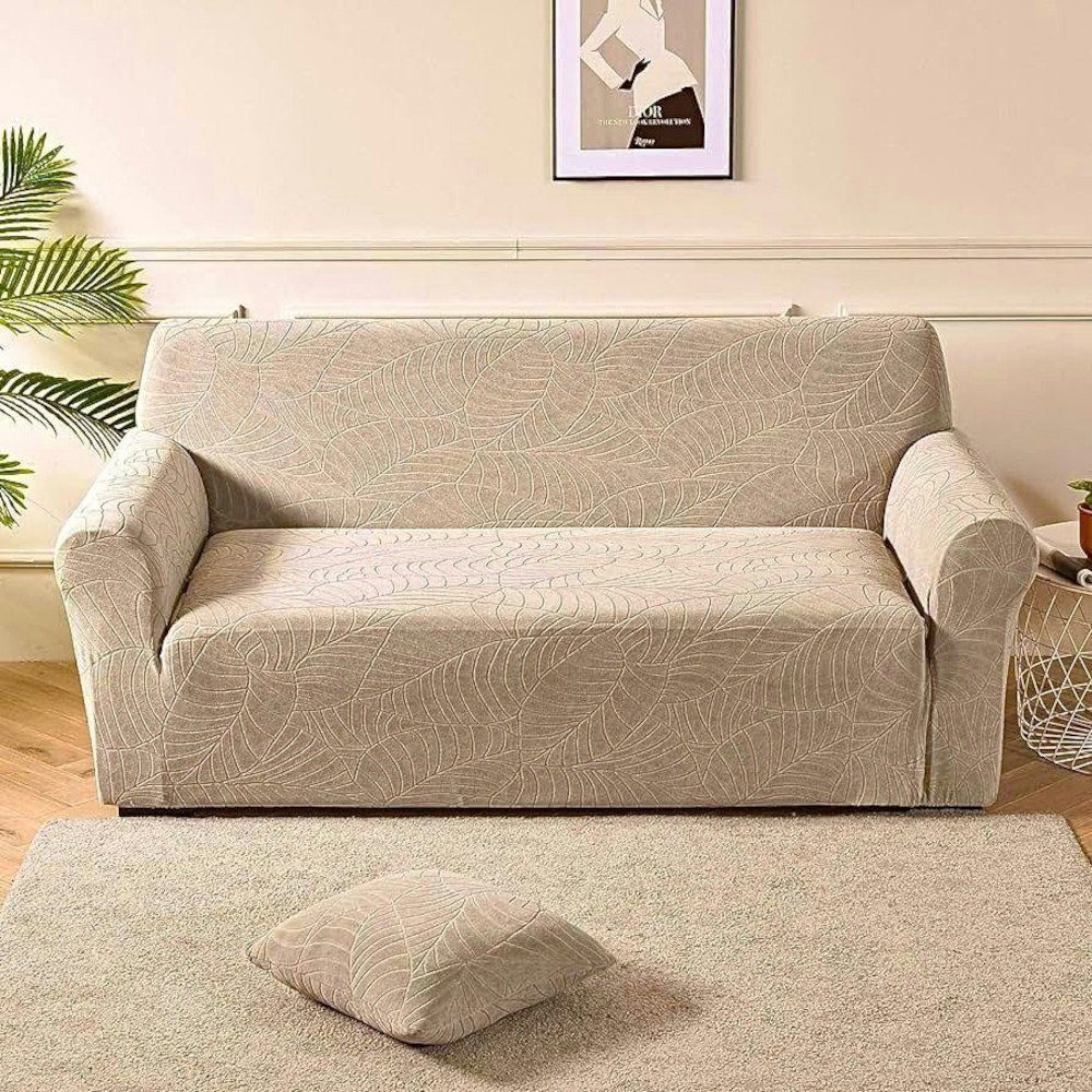 UE Stock Sofabezug Couchbezug 1 St. Jacquard-Blattmuster Elastische Sofaüberzug 190x230cm, Bezug fürs Sofa