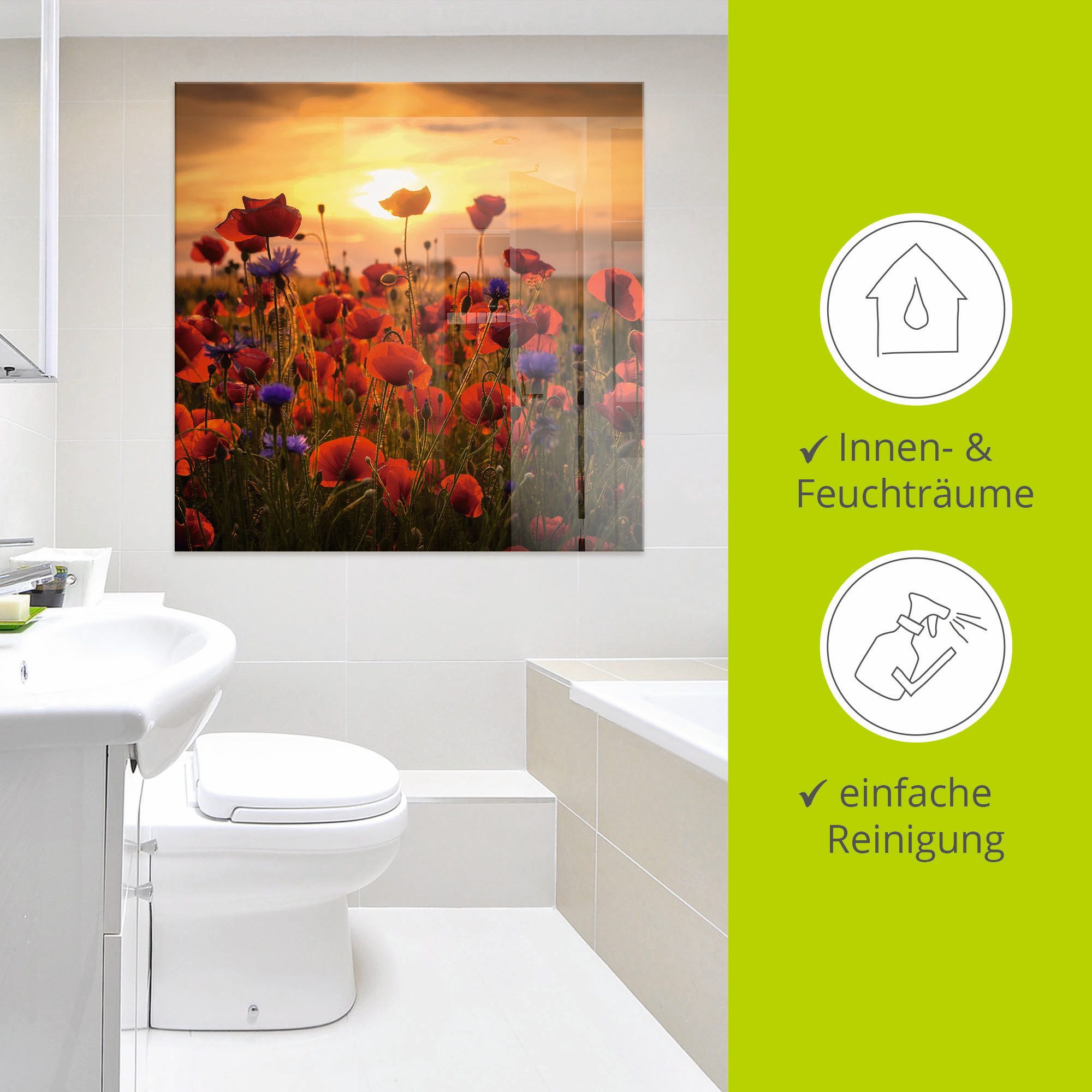 Artland Glasbild Mohnblumen im Abendlicht, Blumen (1 St), in verschiedenen Größen