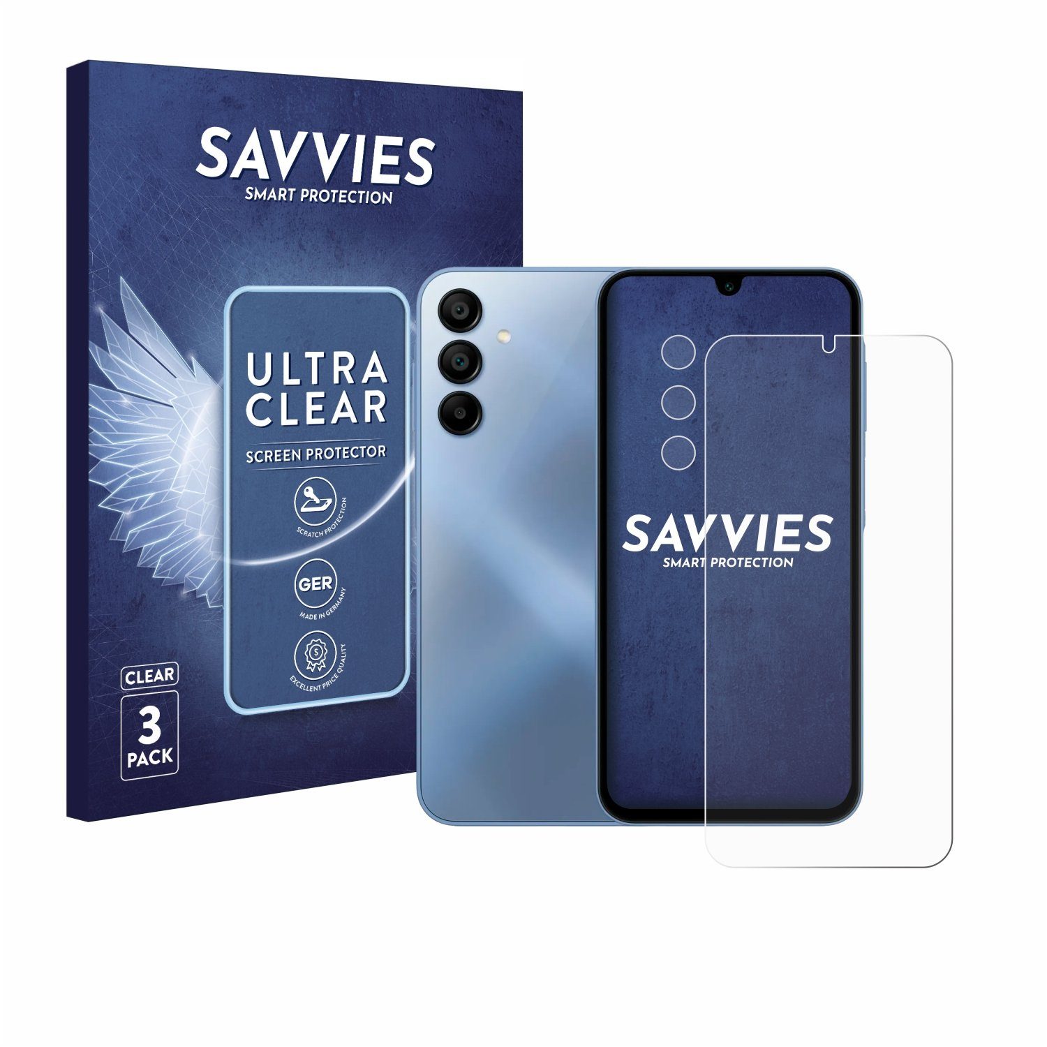 Savvies Displayschutzfolie Schutzfolie für Samsung Galaxy A15 5G (Display+Kamera), 6 Stück, Displayschutz Schutz Folie Klar Transparent