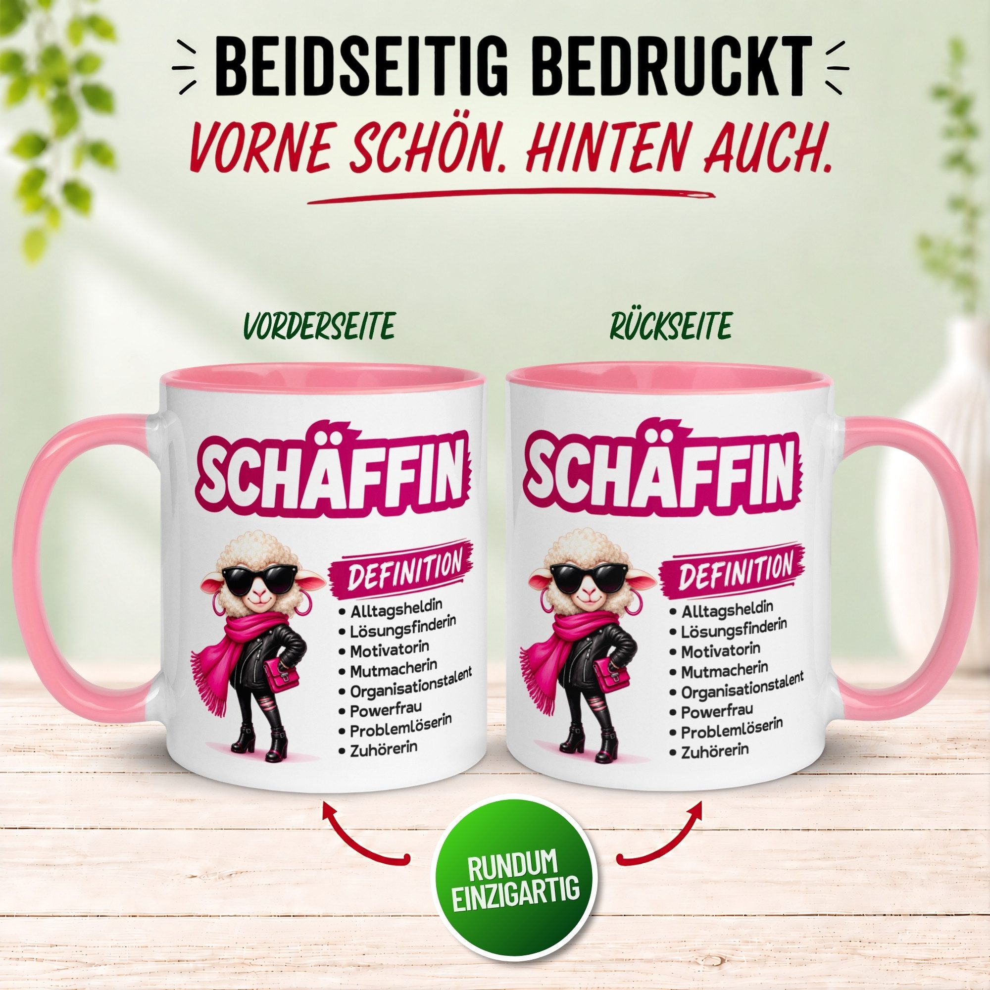 Momentals Tasse Chefin – „Schäffin - Definition“ – Geschenk Becher Chefin, Gratis Versand · Links-&Rechtshänder · Spülmaschinenfest – Bild 4 von 5