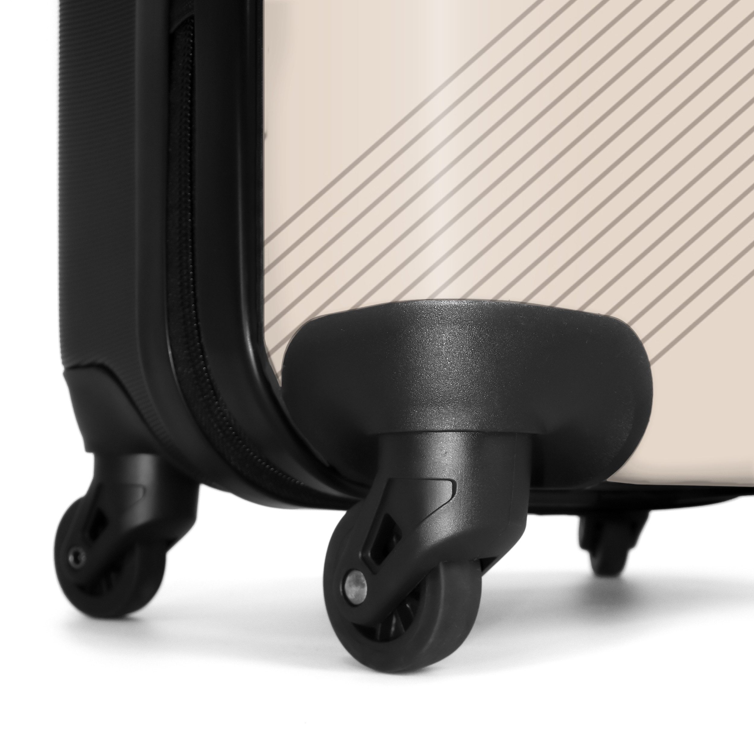 NoBoringSuitcases.com© Hartschalen-Trolley Beige mit abstrakten Linien 55x35x20cm, 4 Rollen, Handgepäck Koffer & Trolleys, Luggage, Reisekoffer Frauen
