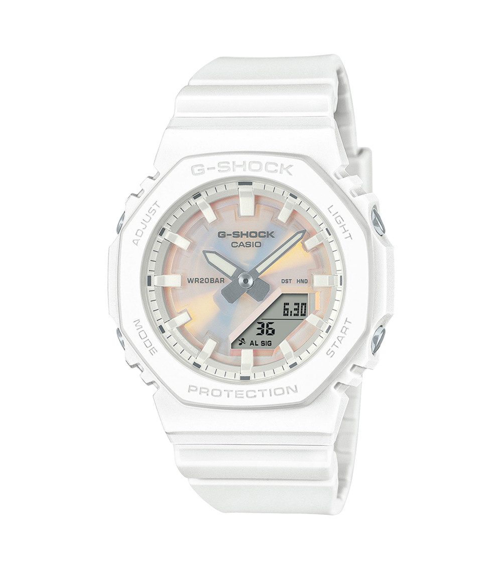 CASIO Quarzuhr Casio G-Shock Damenuhr GMA-P2100PC-7AER Resin, Weiß, Neobrite, (1-tlg)
