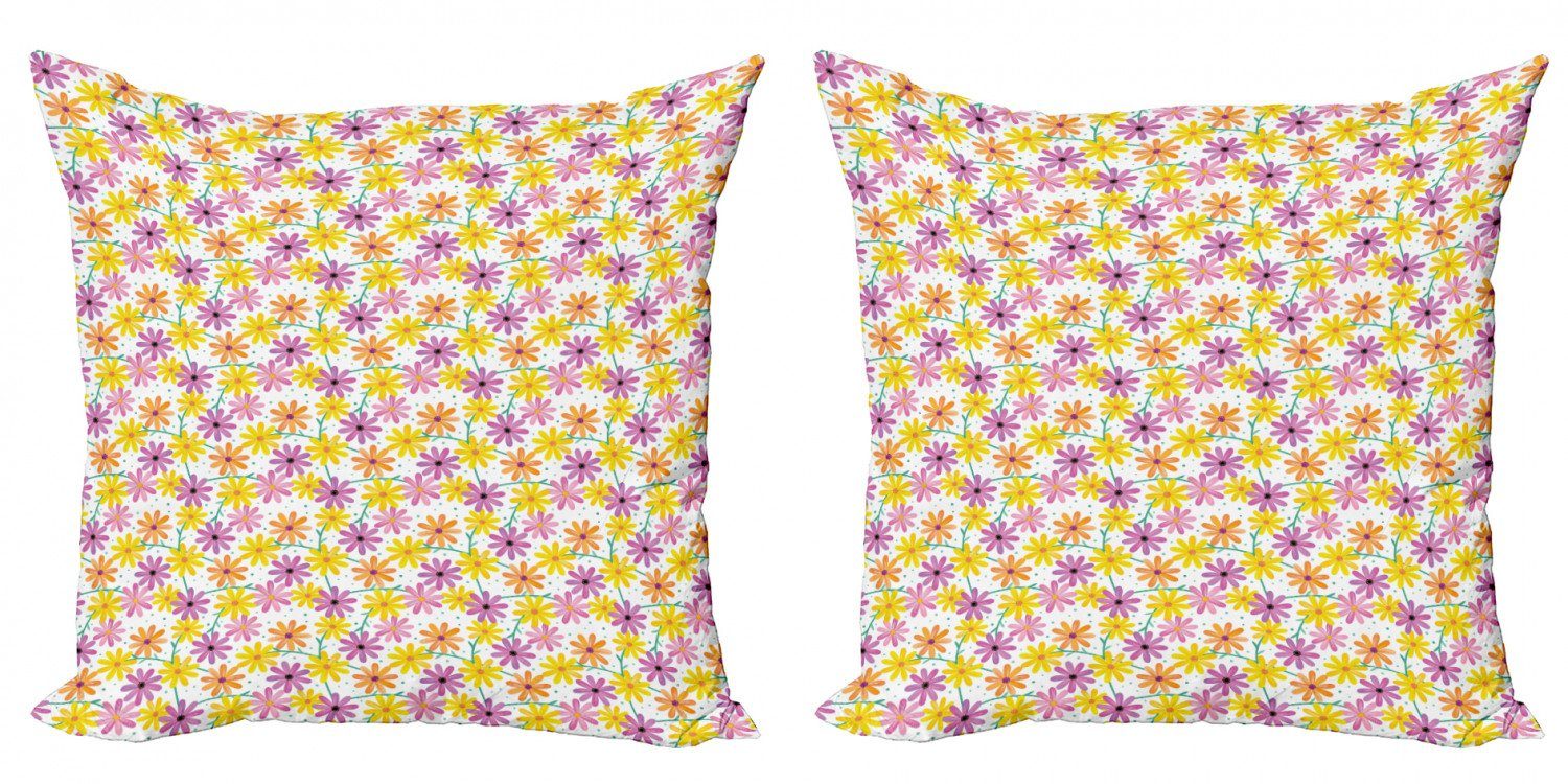 Kissenbezüge Modern Accent Doppelseitiger Digitaldruck, Abakuhaus (2 Stück), Garten-Kunst Gerbera-Gänseblümchen | Kissenbezüge
