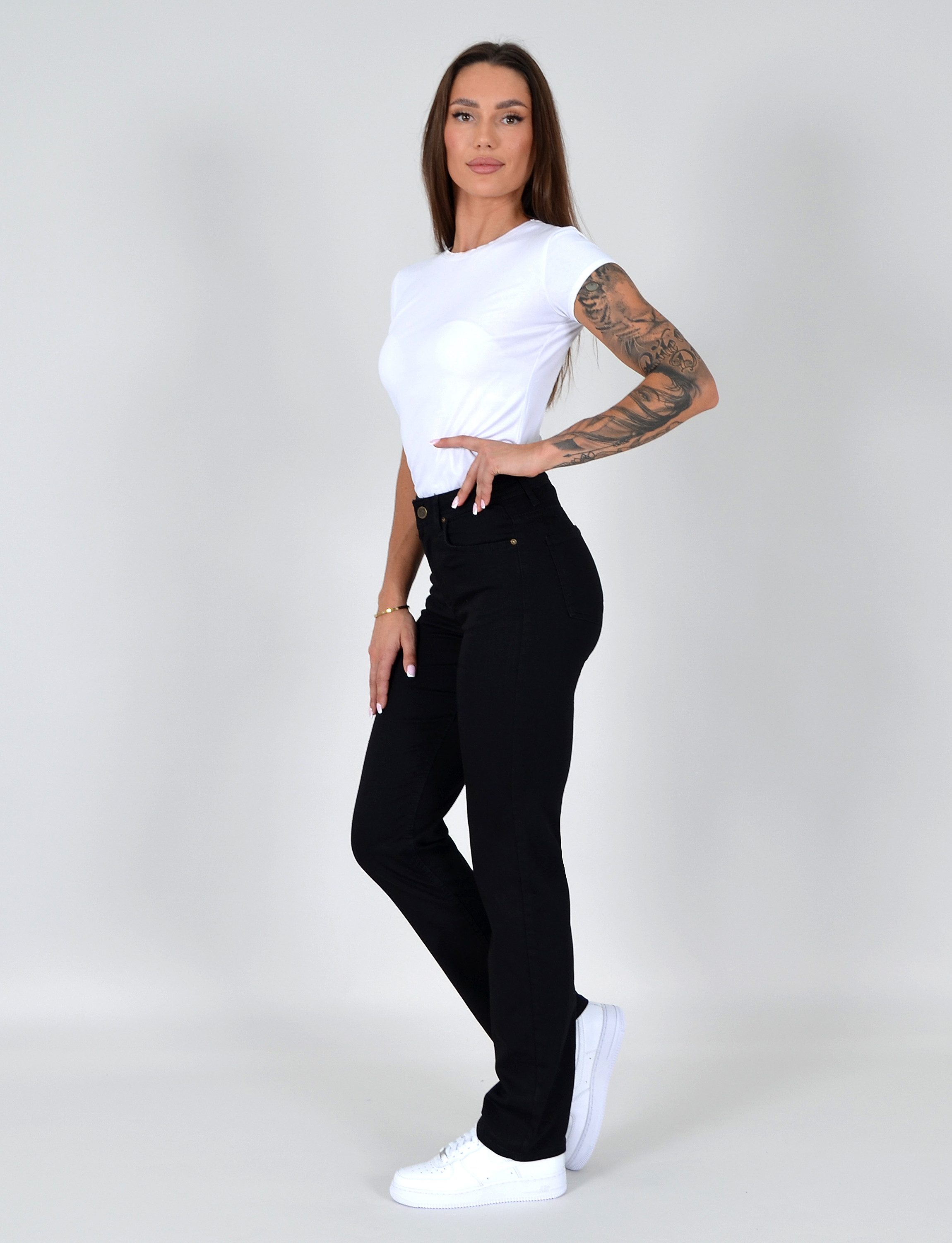 ESRA Straight-Jeans Damen Stretch-Jeans Premium Baumwolle Jeanshose Damen Straight Fit G14 Straight Jeans Damen High Waist Stretch Jeans Damen Regular Hose