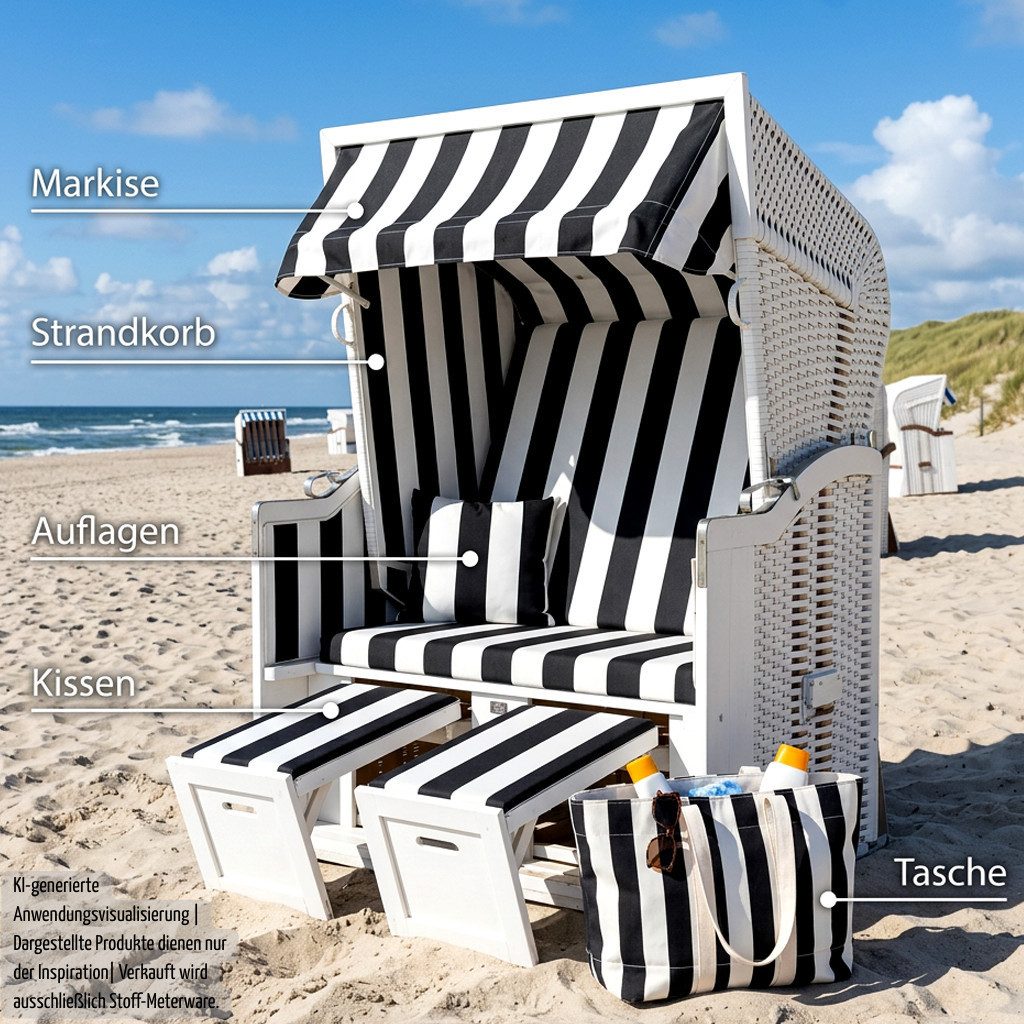 novely® Stoff Abverkauf, LLORET UV ACRYL Markisenstoff Strandkorb Outdoor Stoff, Antibakteriell, UV-beständig, wasserabweisend, Meterware, 1lfm