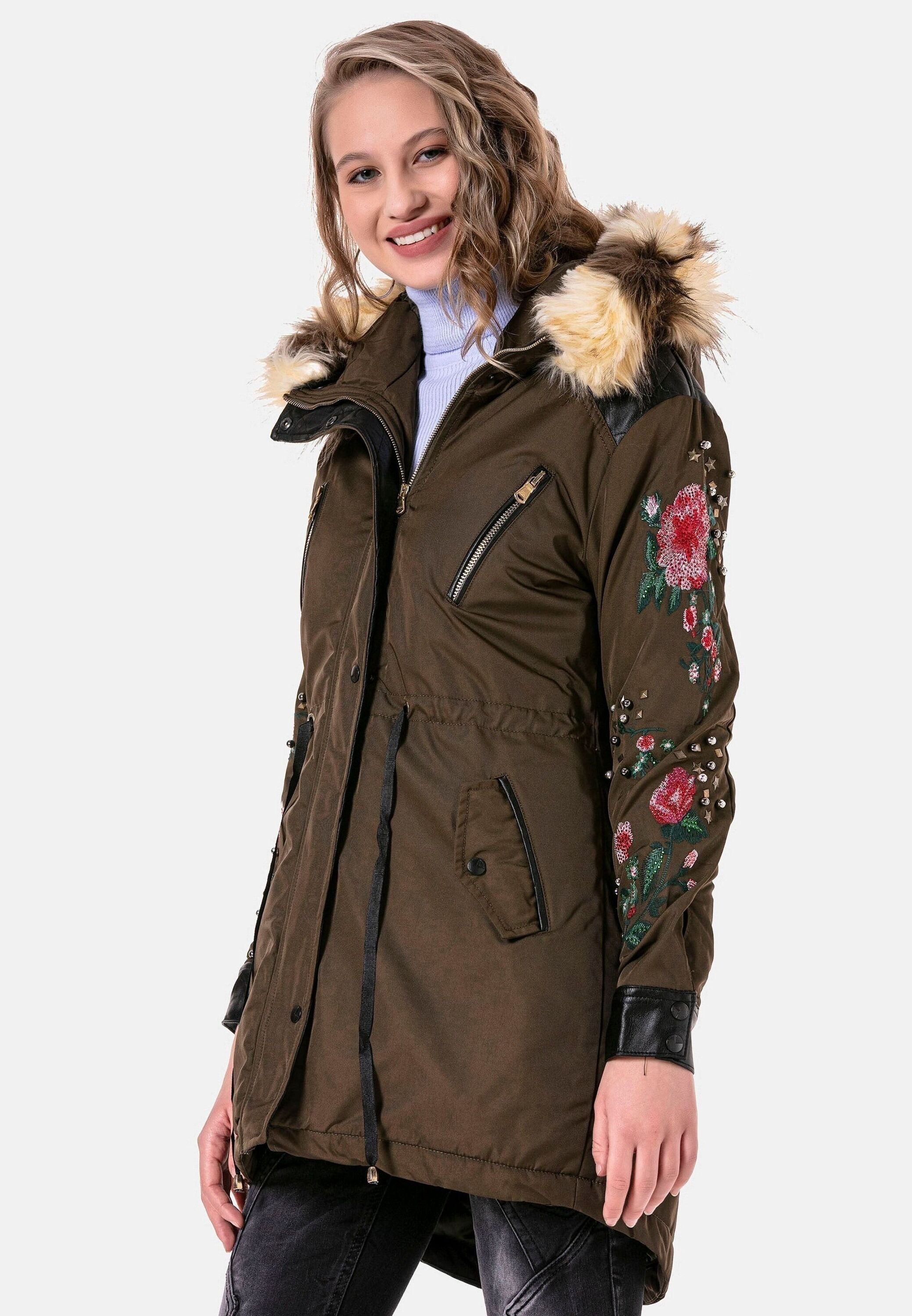 Cipo & Baxx Parka Jacken mit Kunstleder und Nieten, WJ-136