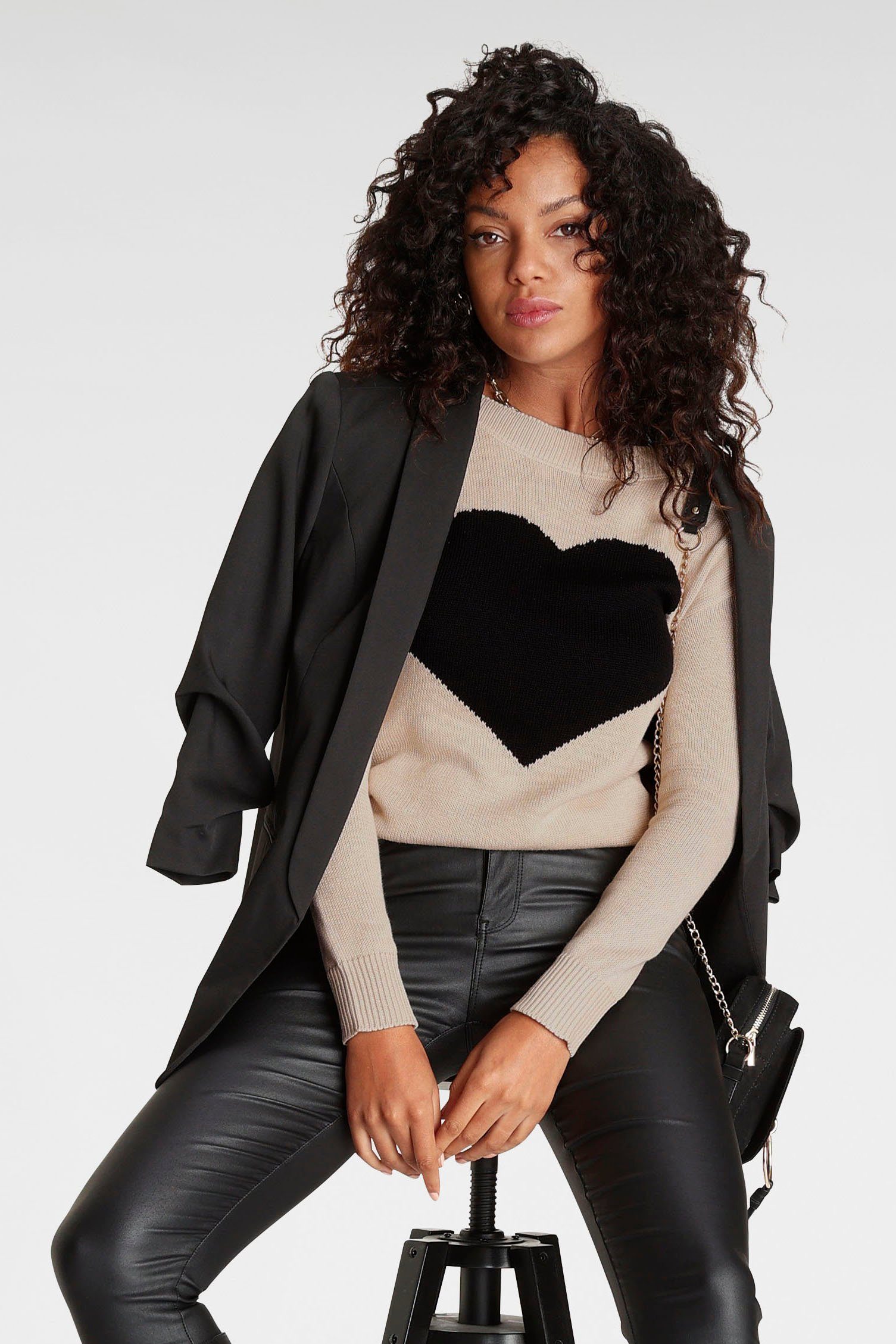 Laura Scott Strickpullover mit Herz-Strickmuster günstig online kaufen