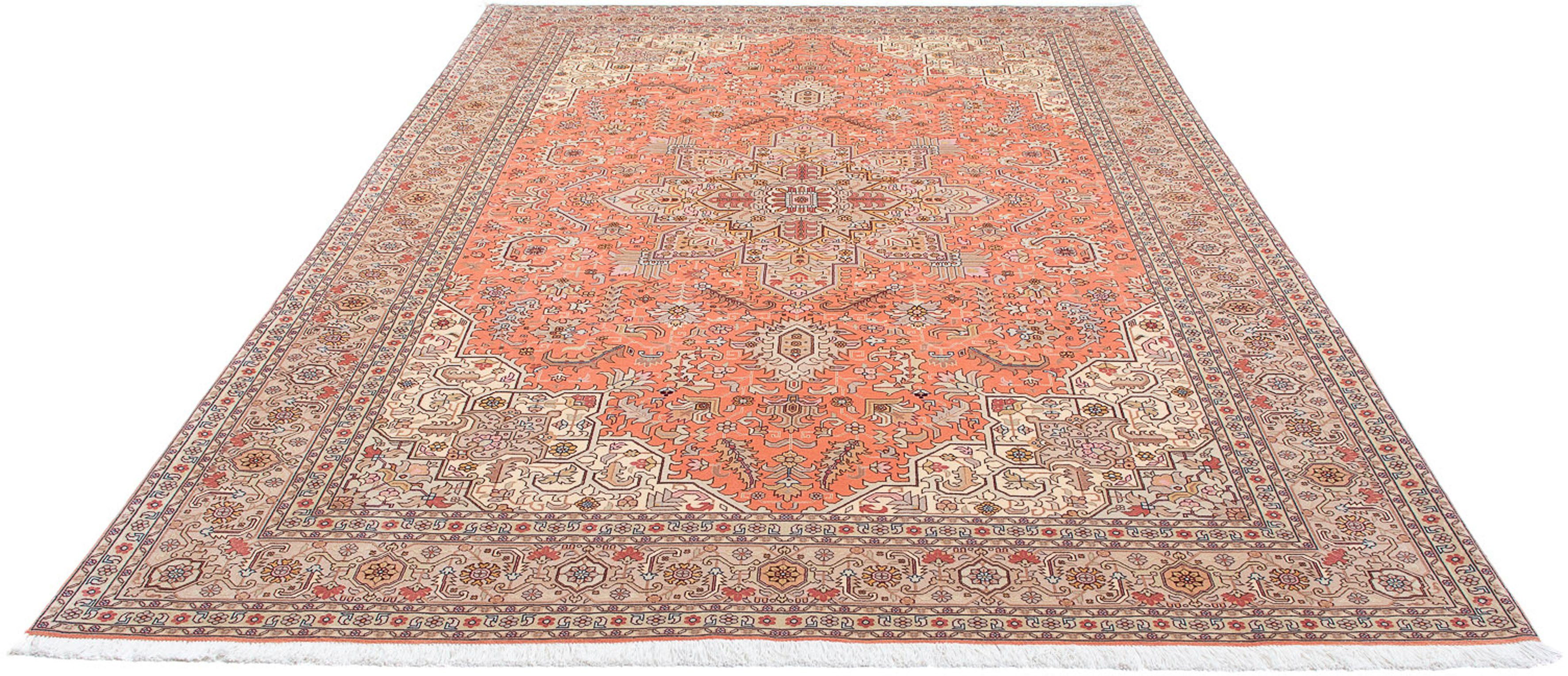 Orientteppich Perser - Täbriz - Royal - 302 x 206 cm - hellrot, morgenland, rechteckig, Höhe: 7 mm, Wohnzimmer, Handgeknüpft, Einzelstück mit Zertifikat