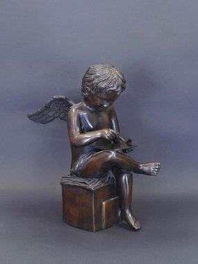 AFG Dekoobjekt Bronze Figur Skulptur Putte ein lesender Engel